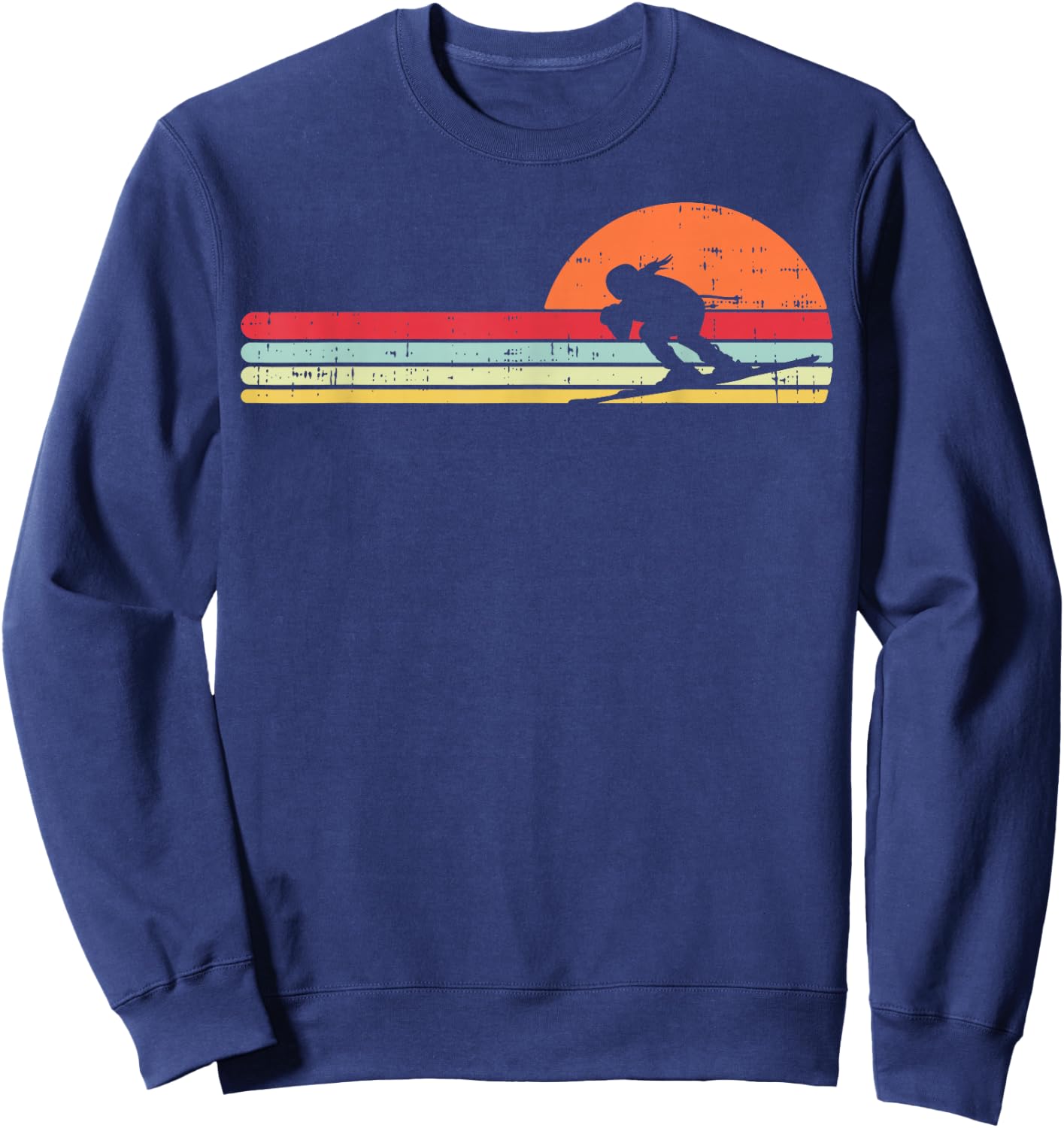Girl Skiing Retro Snow Winter Sports Ski Lover Women Gift Sweatshirt - Sweatshirt | Navy
