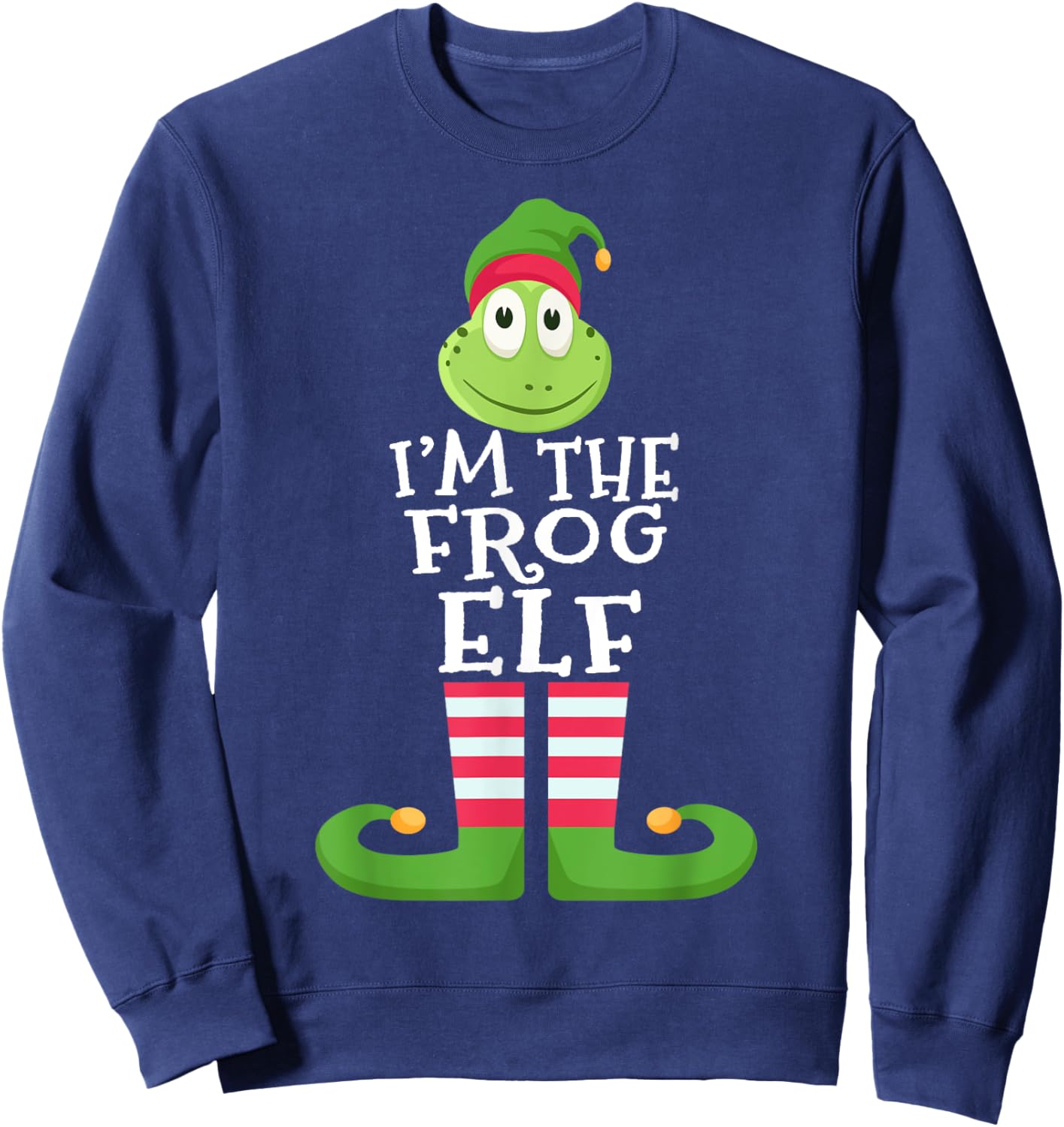 Frog Elf Funny Frog Lover's Family Matching Christmas Pajama Sweatshirt - Sweatshirt | Navy