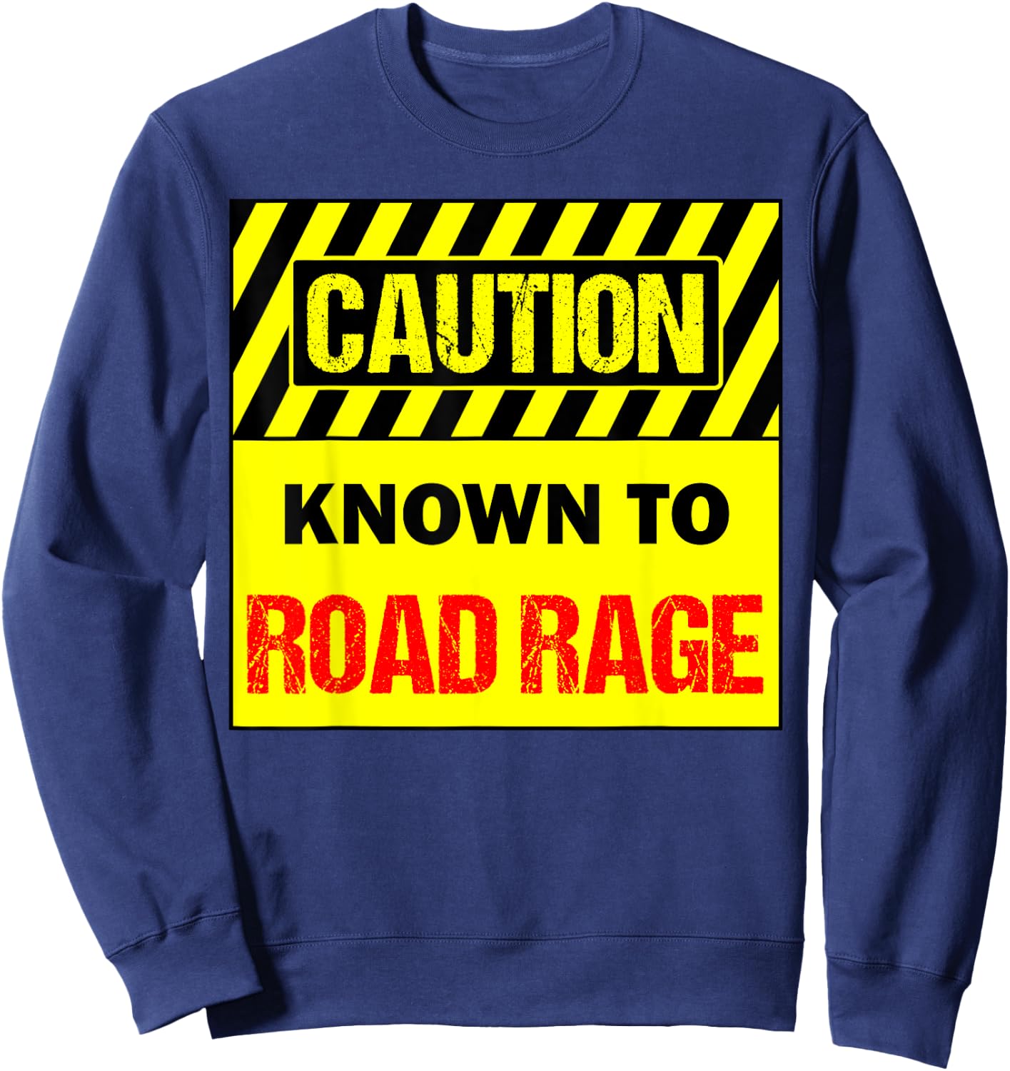 Men's -Adults Black Cotton 60% Polyester 40% Modern Collarless Short Sleeve Known To Road Rage Driver Small Sweatshirt - Sweatshirt | Navy