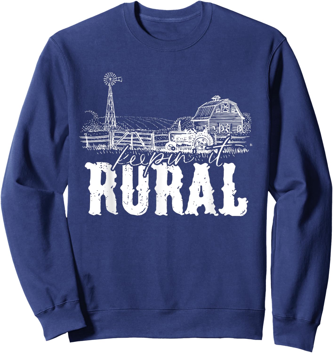 Keepin' It Rural Country | Country Farm Tractor Sweatshirt - Sweatshirt | Navy