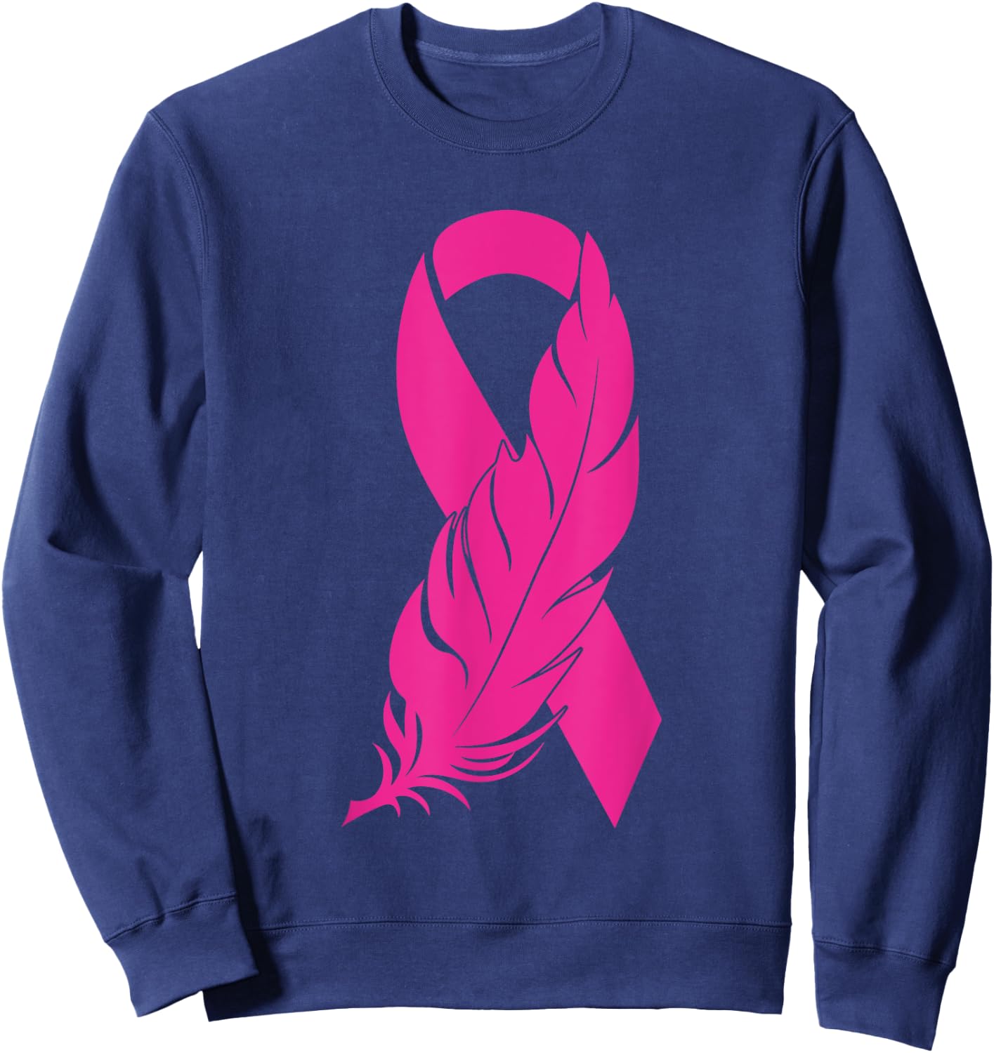 Breast Cancer Survivor Awareness Women Feather Pink Ribbon Sweatshirt - Sweatshirt | Navy