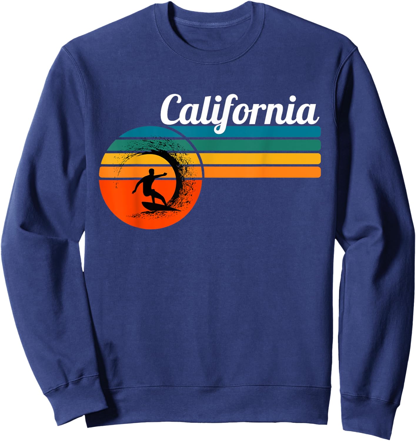 Surf California Beach Vintage Retro Surf Men Women Girls Kids Sweatshirt - Sweatshirt | Navy
