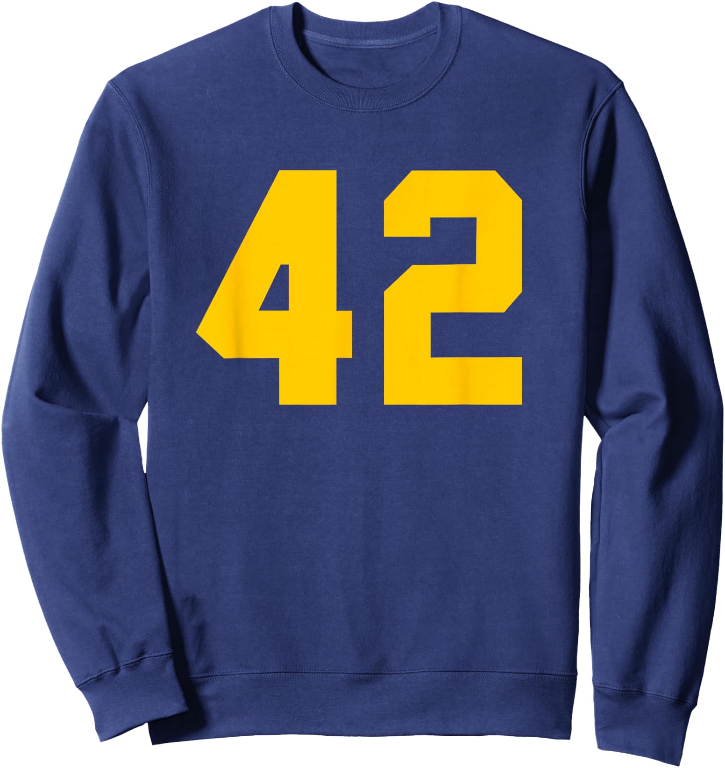 Yellow Sports Team Number #42 Sweatshirt - Sweatshirt | Navy
