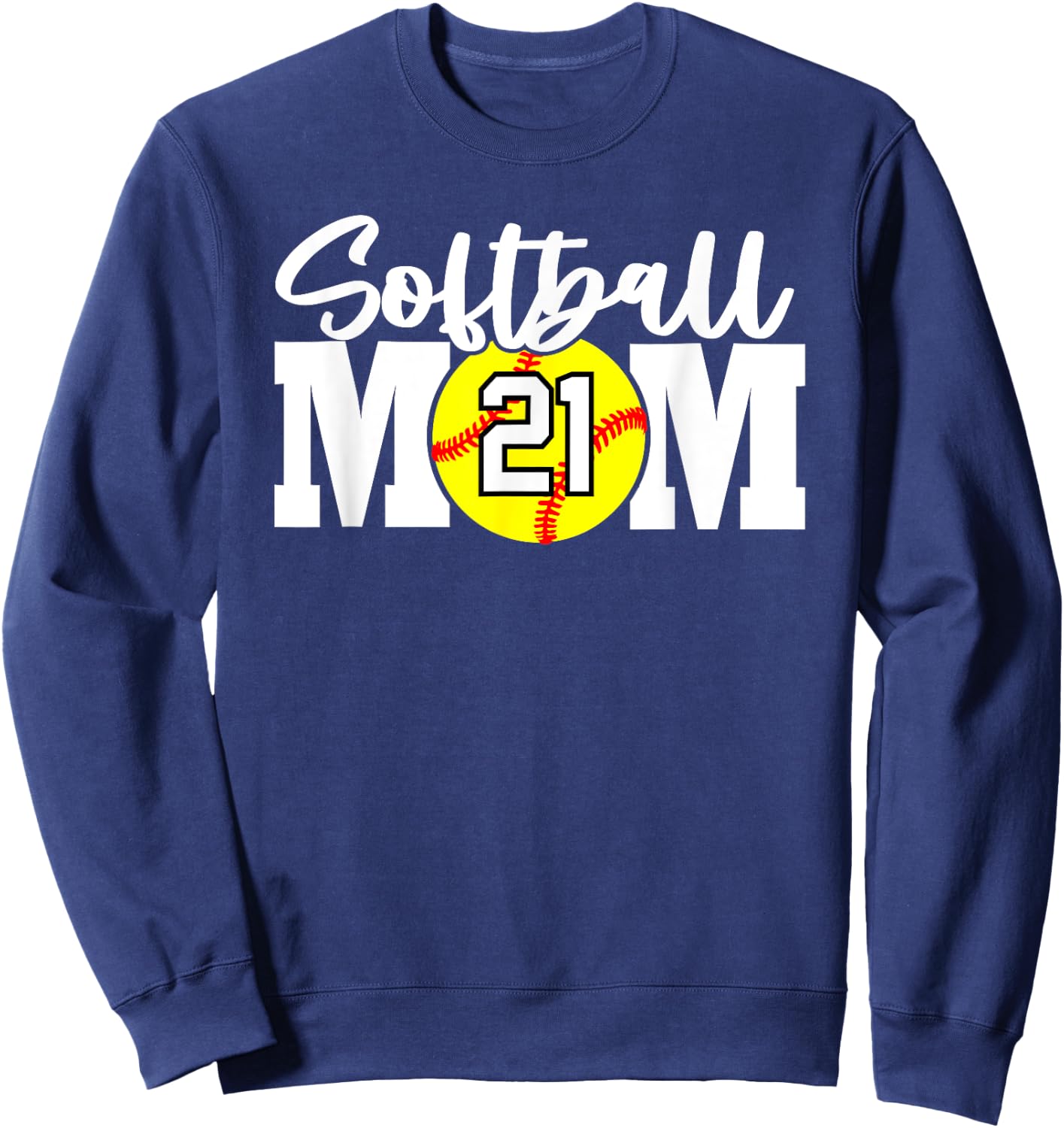 Softball Mom Number #21 Sweatshirt - Sweatshirt | Navy