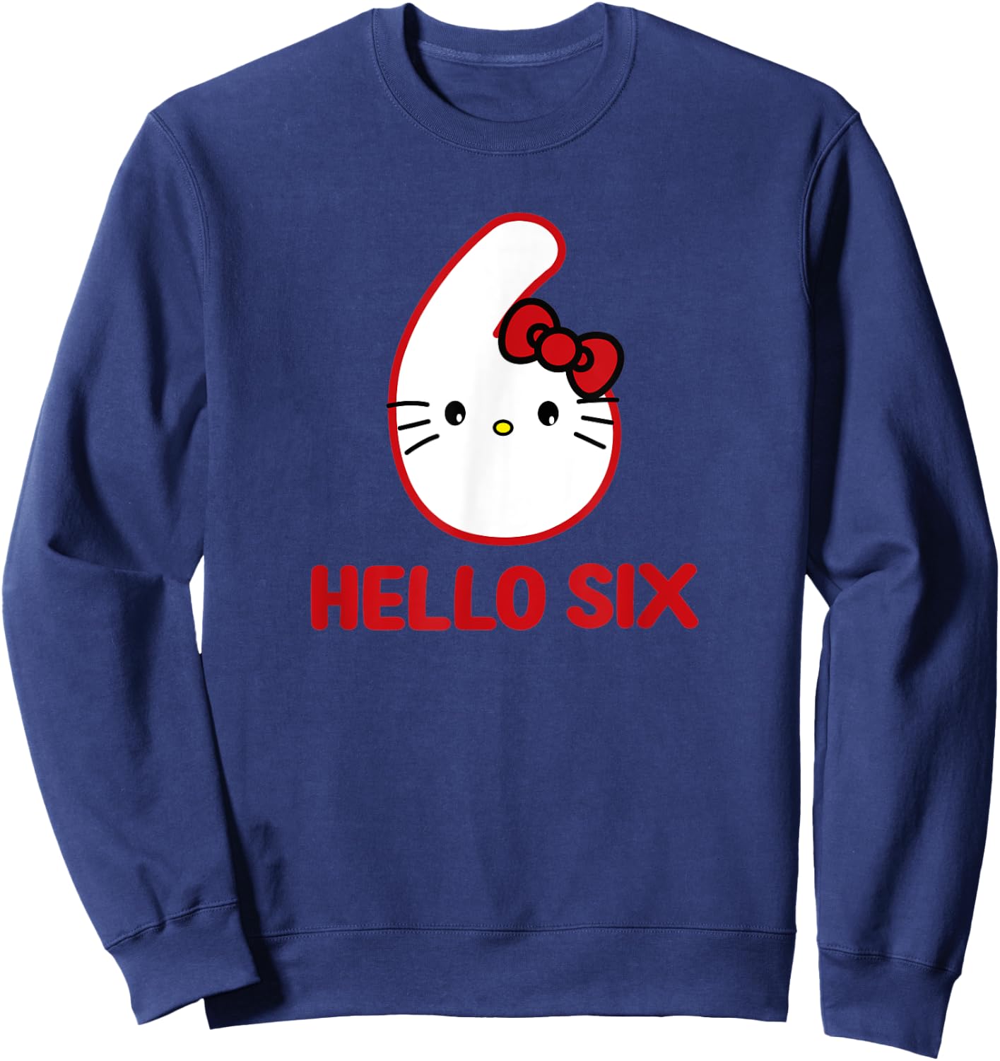 Happy Birthday Kitty, Cute Hello Six Bday 6th Kawaii Gift Sweatshirt - Sweatshirt | Navy