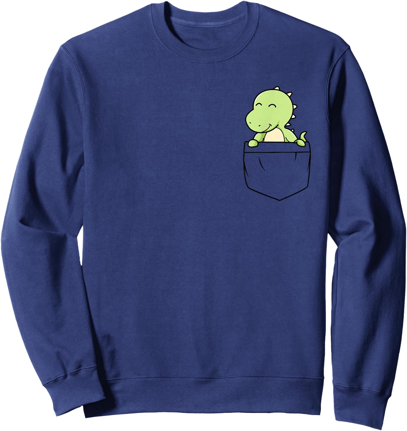 Dinosaur in the chest pocket, Kawaii cute dinosaur Sweatshirt - Sweatshirt | Navy