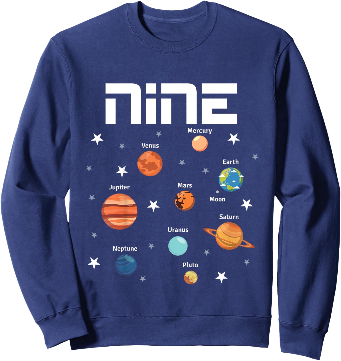 9 Year Old Outer Space Birthday Shirt Solar Planets 9th Gift Sweatshirt - Sweatshirt | Navy