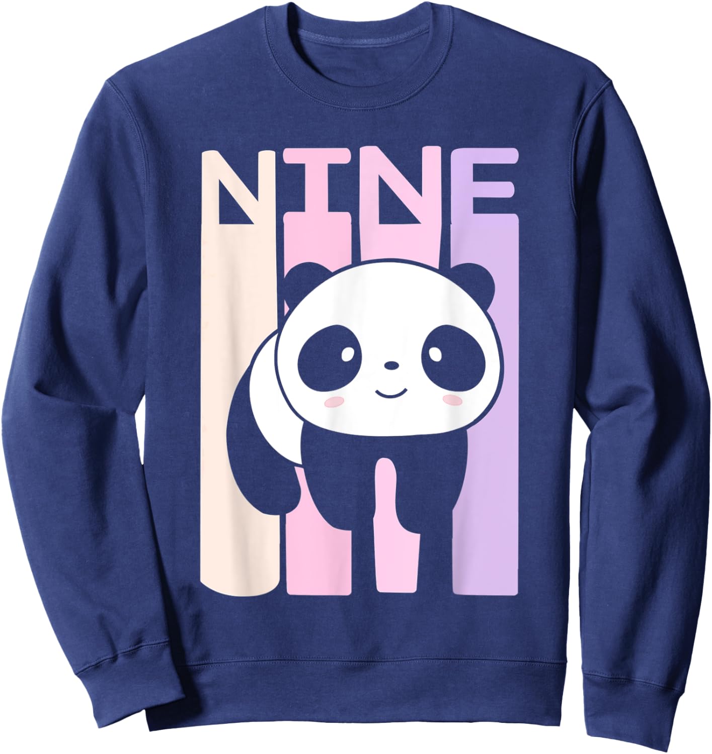 Kids 9 Year Old Cute Panda Bear Birthday Decoration Party Sweatshirt - Sweatshirt | Navy