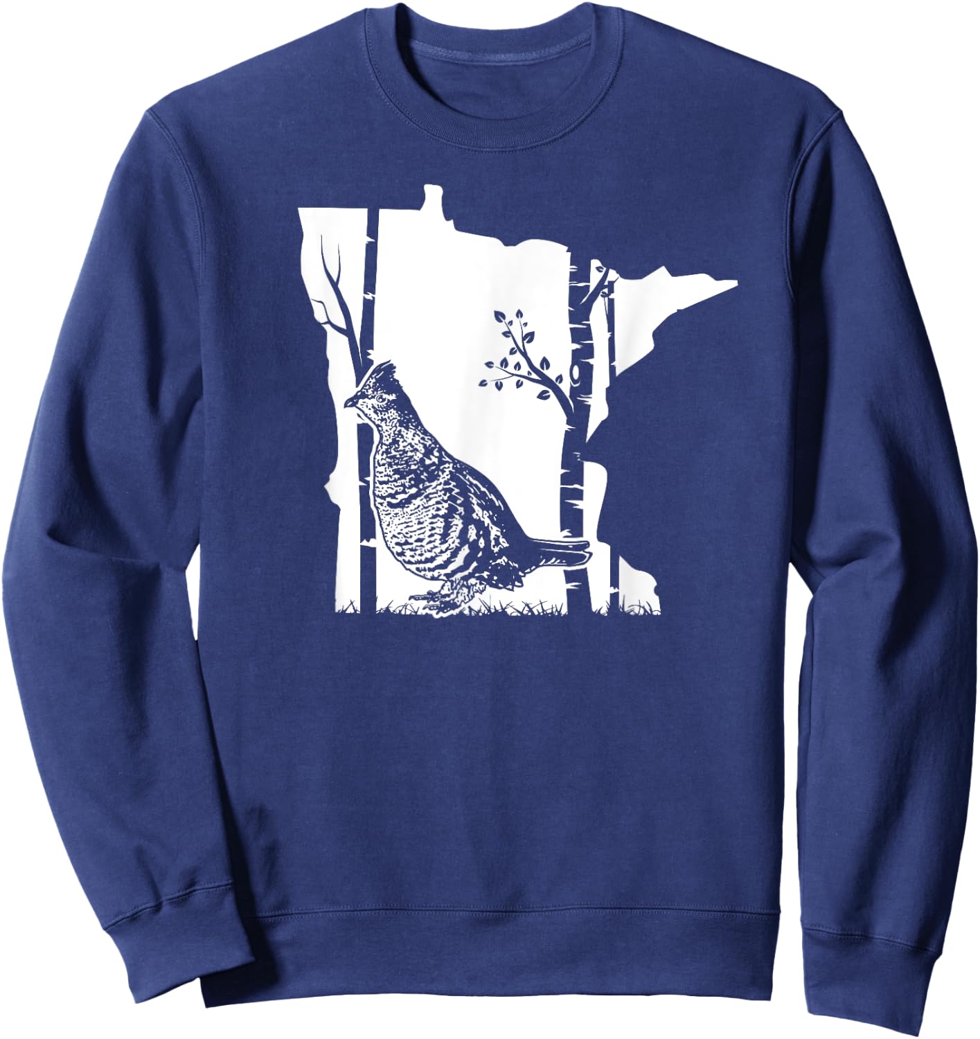 Hunting Partridge Grouse- Minnesota map Bird Hunter Sweatshirt - Sweatshirt | Navy