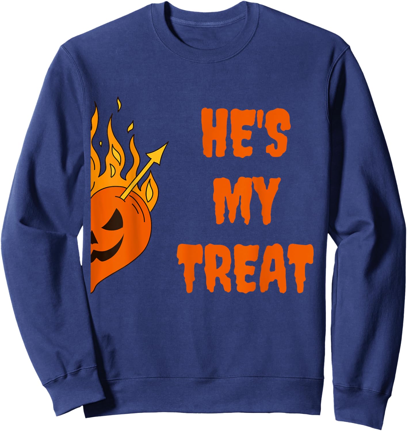 He's My Treat She's My Trick Halloween Matching Set Couples Sweatshirt - Sweatshirt | Navy