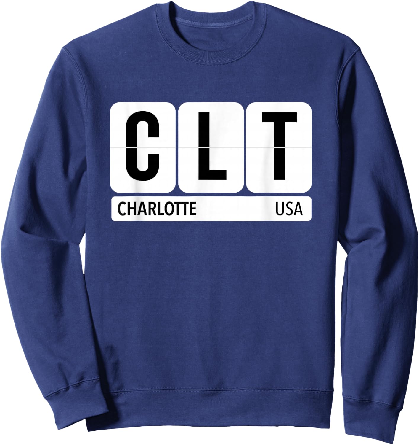 CLT Charlotte NC USA Travel Souvenir Black Text Sweatshirt - Sweatshirt | Navy