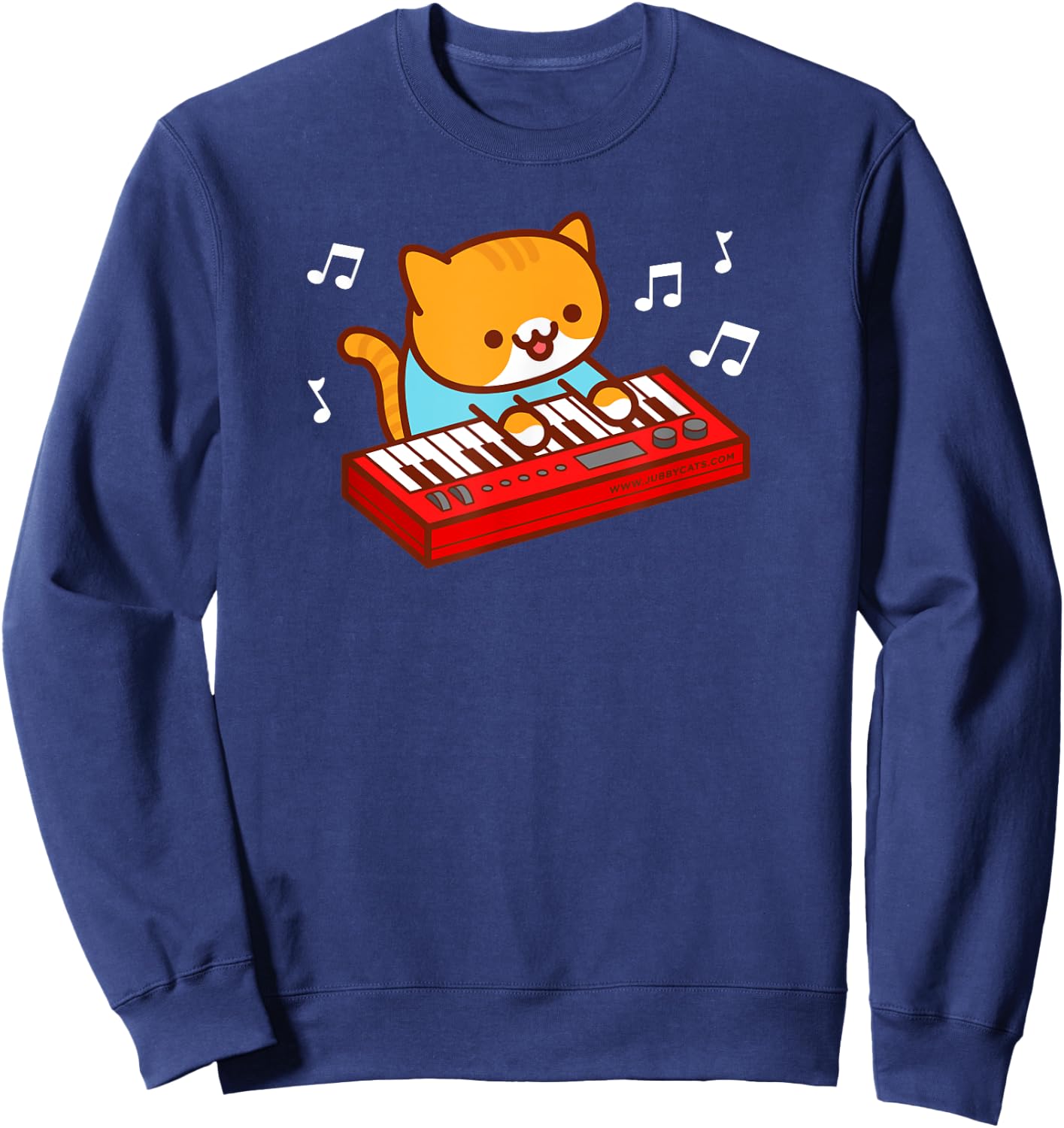 Funny Cat Playing Keyboard Sweatshirt - Sweatshirt | Navy