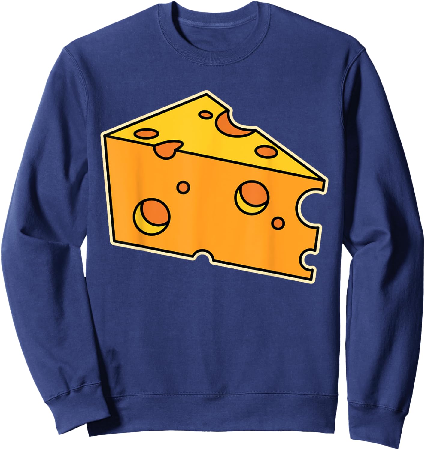 Funny Big Sliced Swiss Cheese Lover Gift Women Kids Sweatshirt - Sweatshirt | Navy