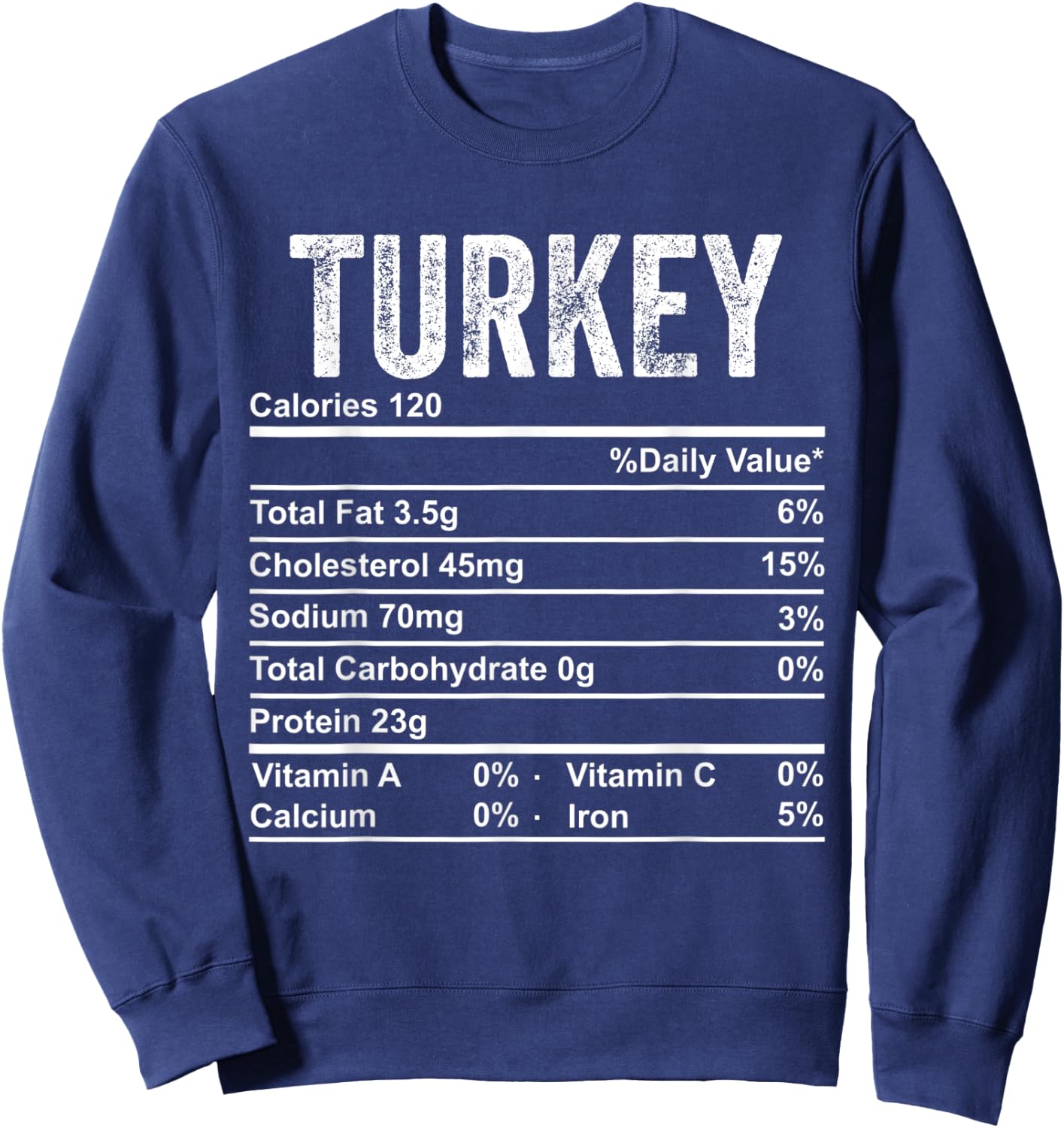 Turkey Nutrition Facts Thanksgiving Food Funny Gravy Turkey Sweatshirt - Sweatshirt | Navy