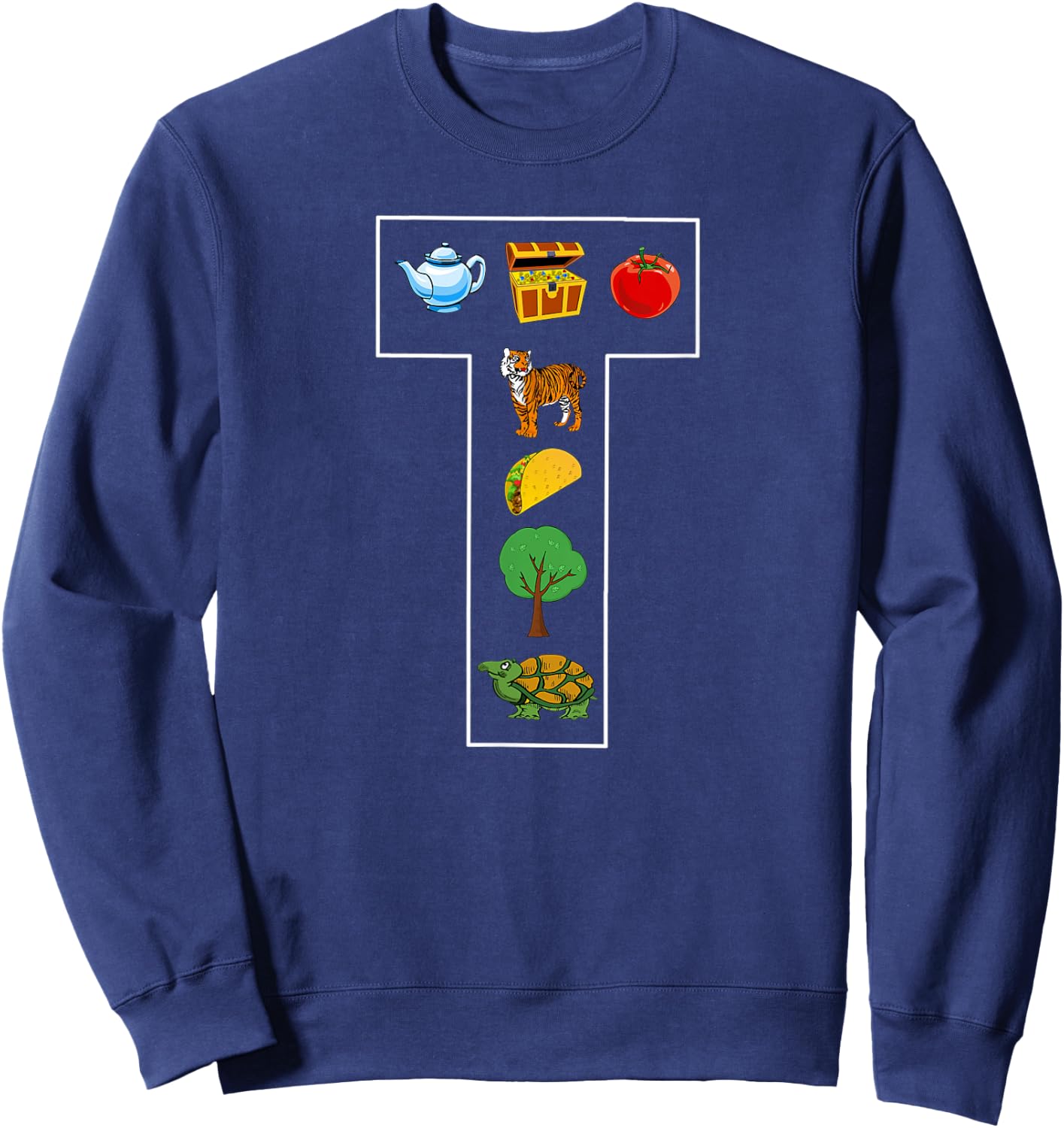 Alphabet Letter T Phonics Objects That Start With T Shirt Sweatshirt - Sweatshirt | Navy