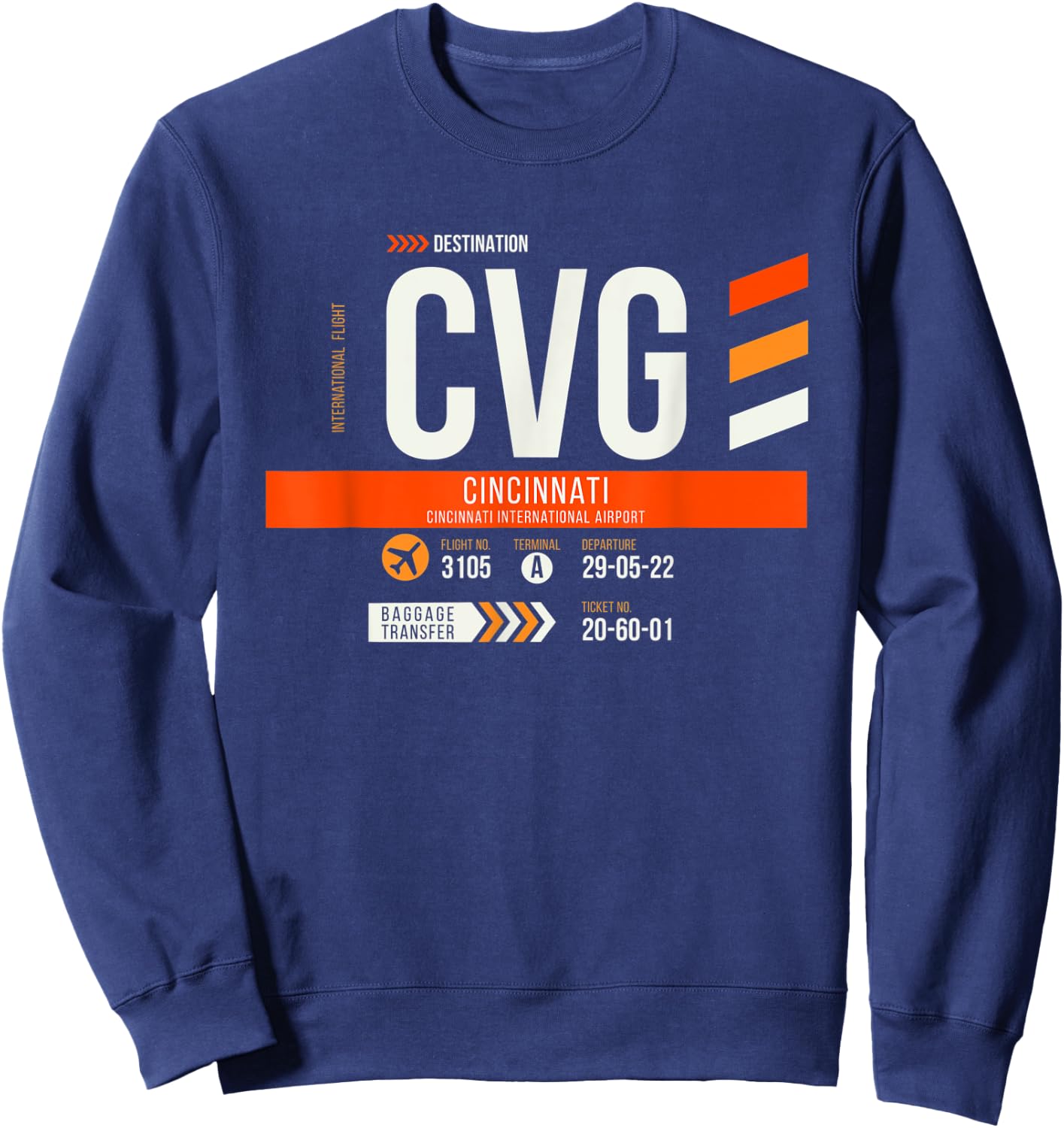 Vintage Cincinnati CVG Airport Code Travel Day Retro Travel Sweatshirt - Sweatshirt | Navy