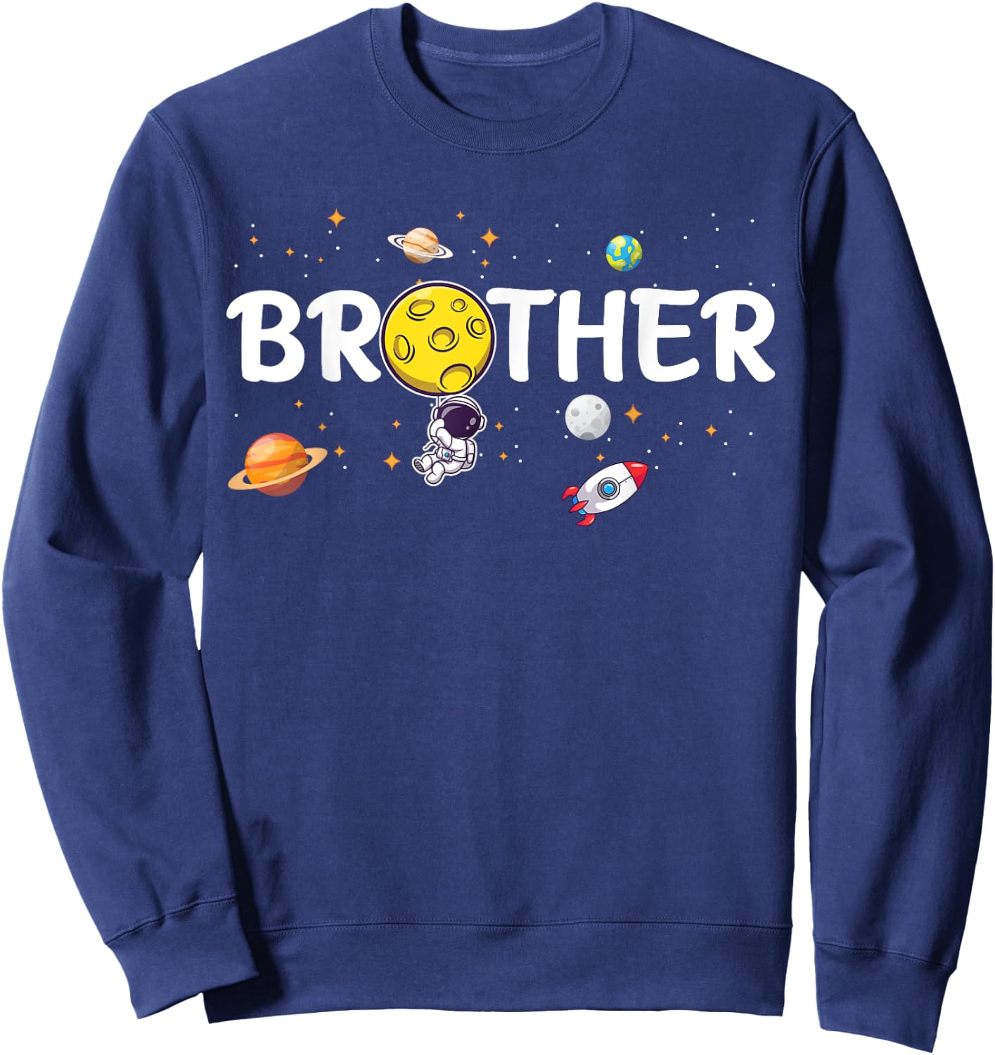 Brother of The Birthday Boy Astronaut 1st Birthday Family Sweatshirt - Sweatshirt | Navy
