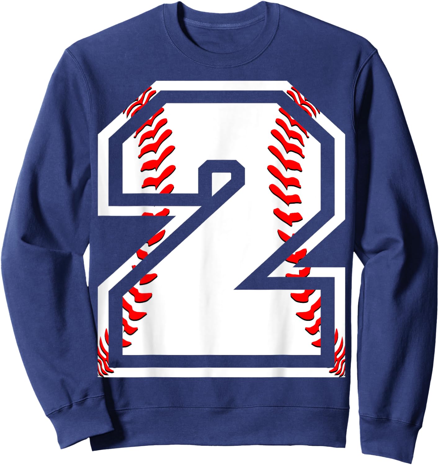 Kids 2nd Birthday Sports Gift - Number 2 Baseball Theme Gift Sweatshirt - Sweatshirt | Navy