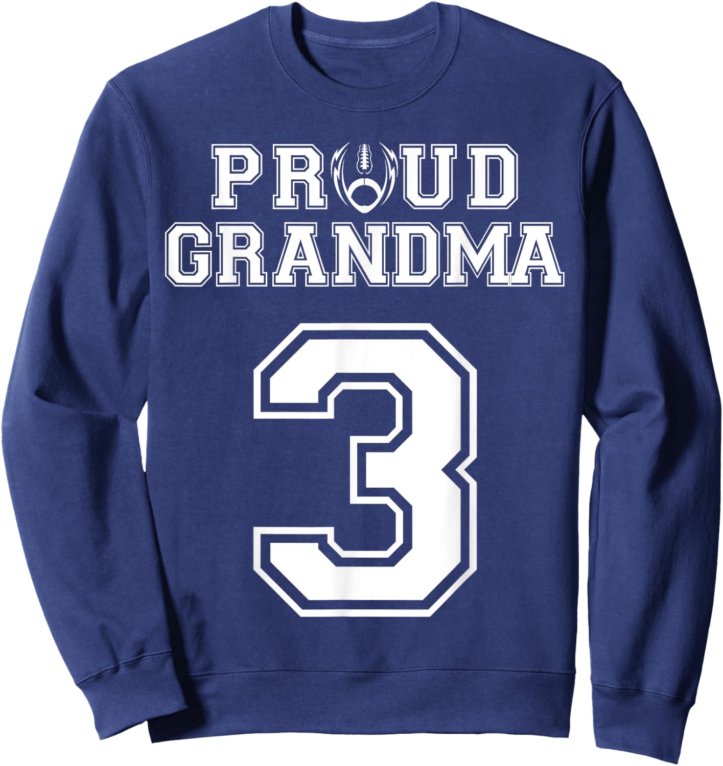 Custom Proud Football Grandma Number 3 Personalized Women Sweatshirt - Sweatshirt | Navy