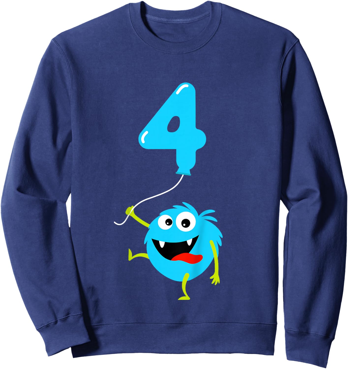 4th Birthday Cute Monster Gift Shirt For 4 Year Old Boys Sweatshirt - Sweatshirt | Navy