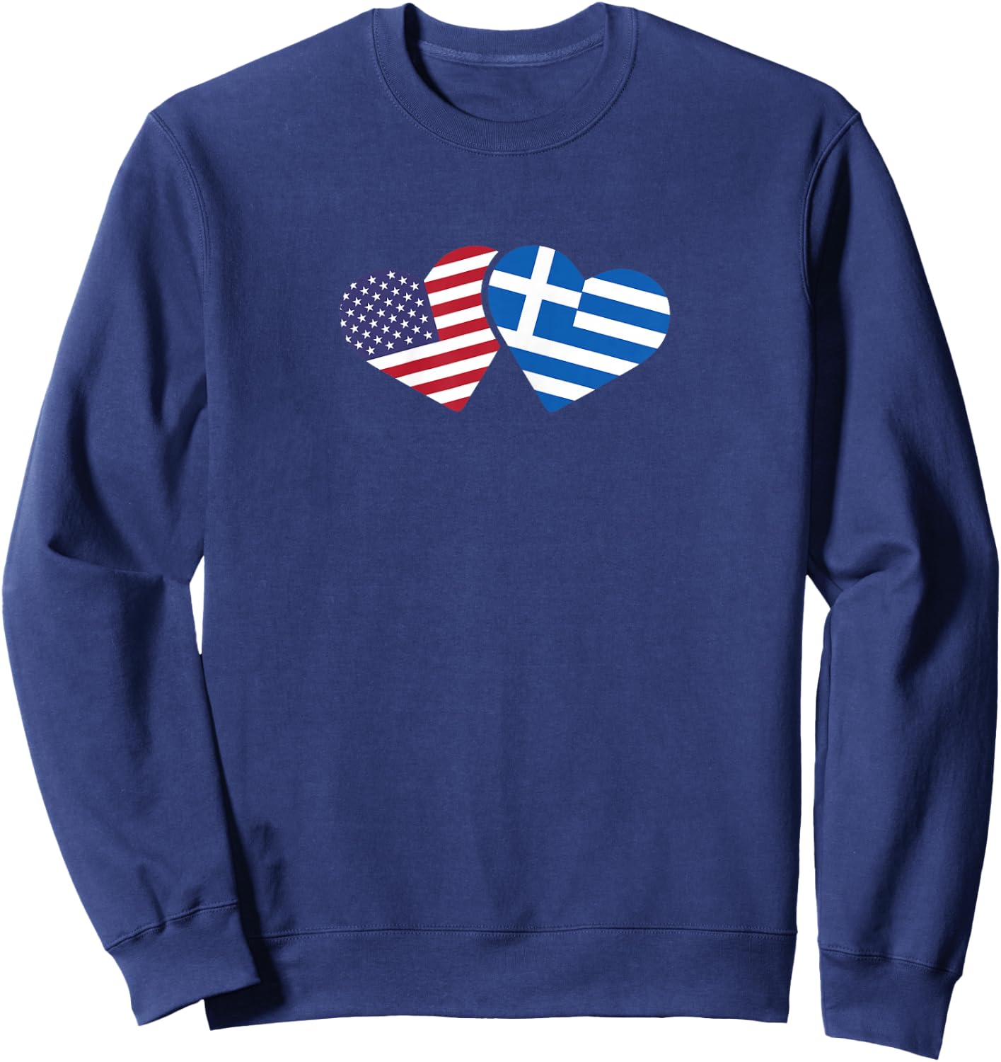Greece USA Flag T Shirt Heart Greek American Love Sweatshirt - Sweatshirt | Navy