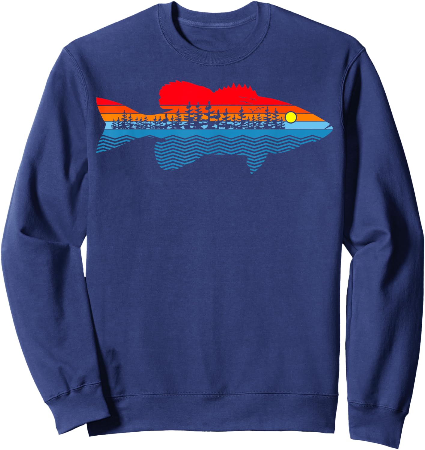 Vintage Nature Outdoor Fishing - Fisher Smallmouth Bass Sweatshirt - Sweatshirt | Navy