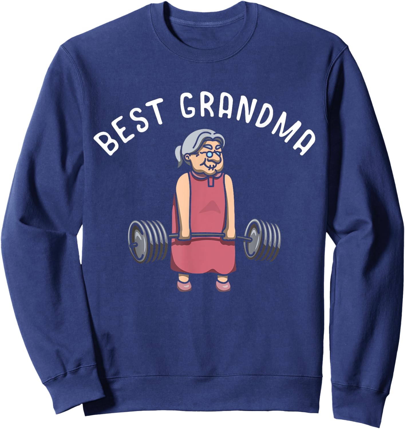 Best Grandma Weightlifter Bodybuilder Grandmother Workout Sweatshirt - Sweatshirt | Navy