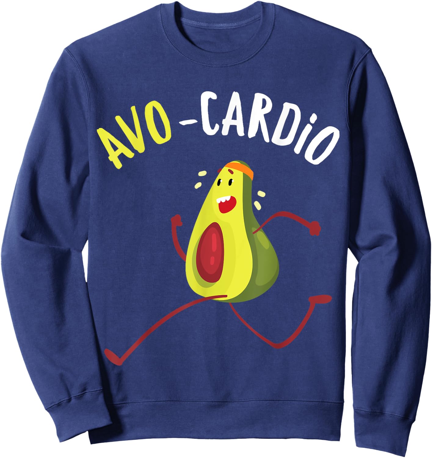 Funny Avo-Cardio Pun Workout Running Avocado Sweatshirt - Sweatshirt | Navy