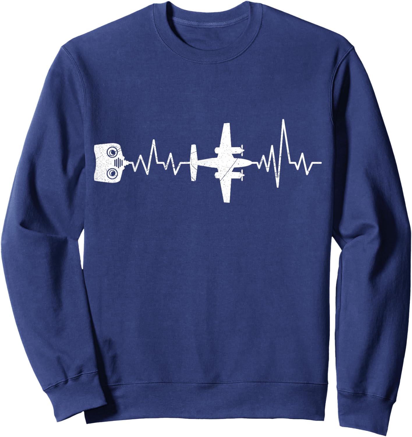 RC Aviator Heartbeat RC Aeroplane Pilot Model Plane Sweatshirt - Sweatshirt | Navy
