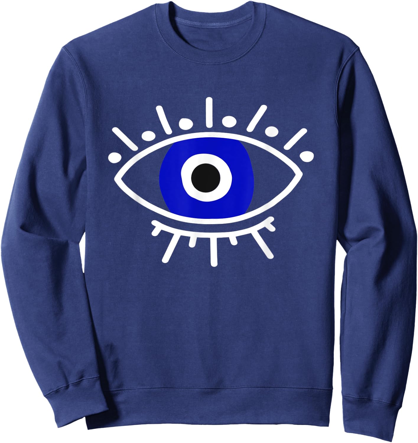 Evil Eye Curse Protection Hand of Hamsa Seeing Eyes Evil Eye Sweatshirt - Sweatshirt | Navy