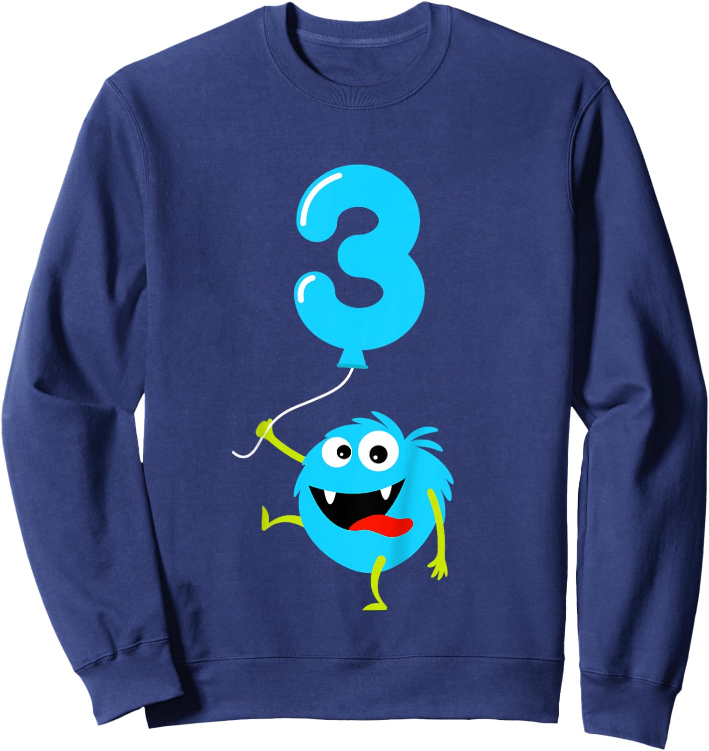 Kids 3rd Birthday Cute Monster Gift Shirt For 3 Year Old Boys Sweatshirt - Sweatshirt | Navy