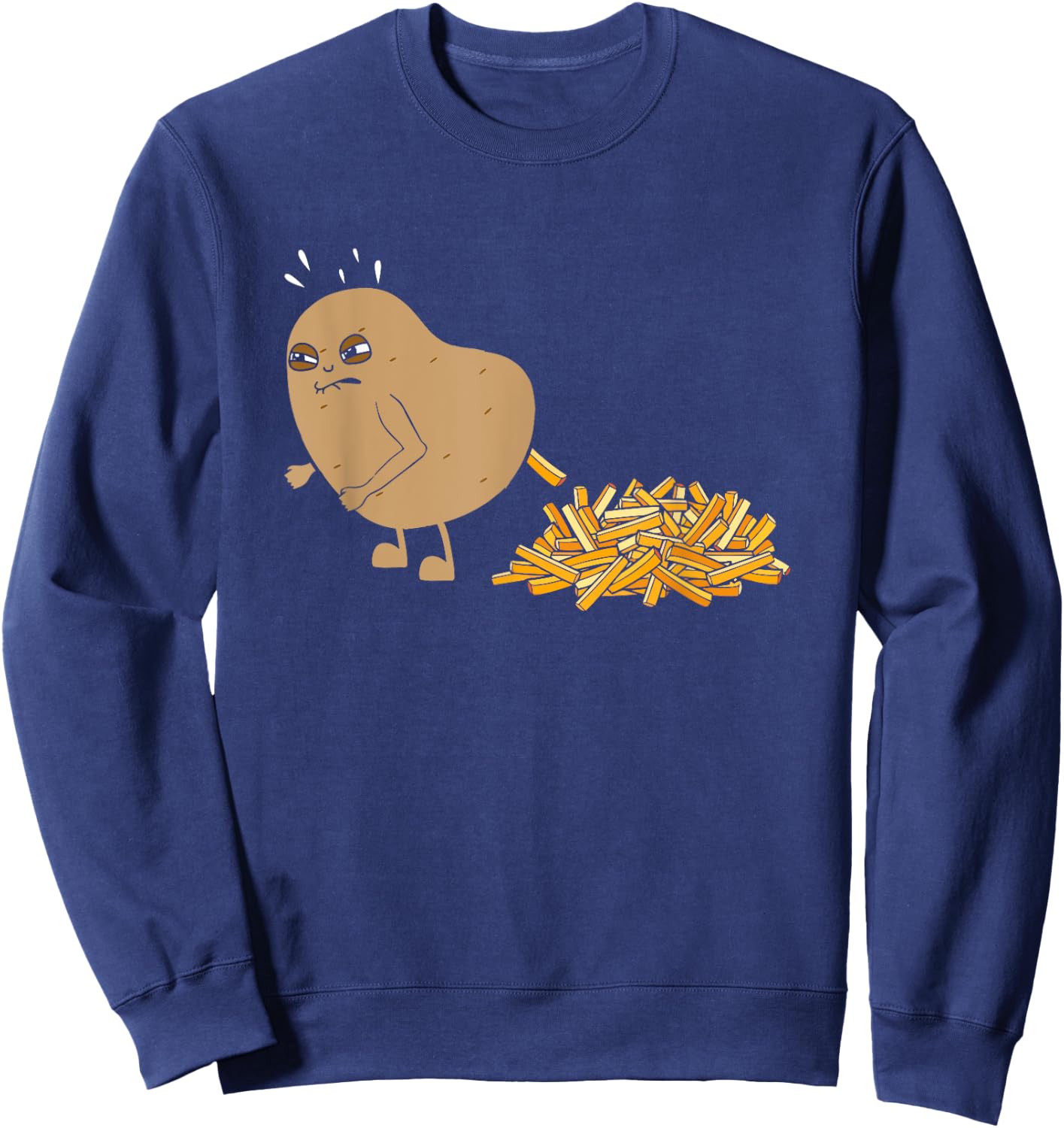 Potato Pooping Fries Funny French Fries Potato Lover Sweatshirt - Sweatshirt | Navy