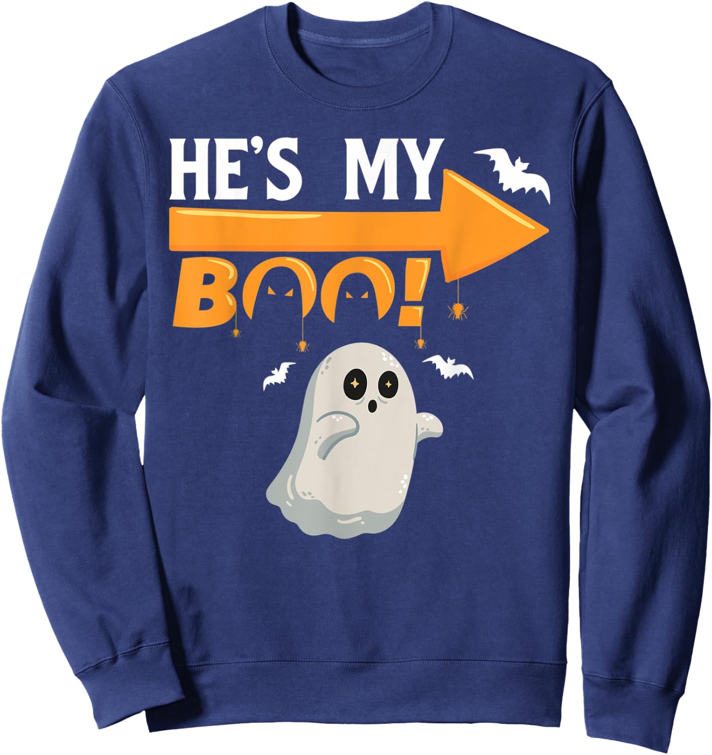 He's My Boo Cute Funny Matching Couple Halloween Costumes Sweatshirt - Sweatshirt | Navy