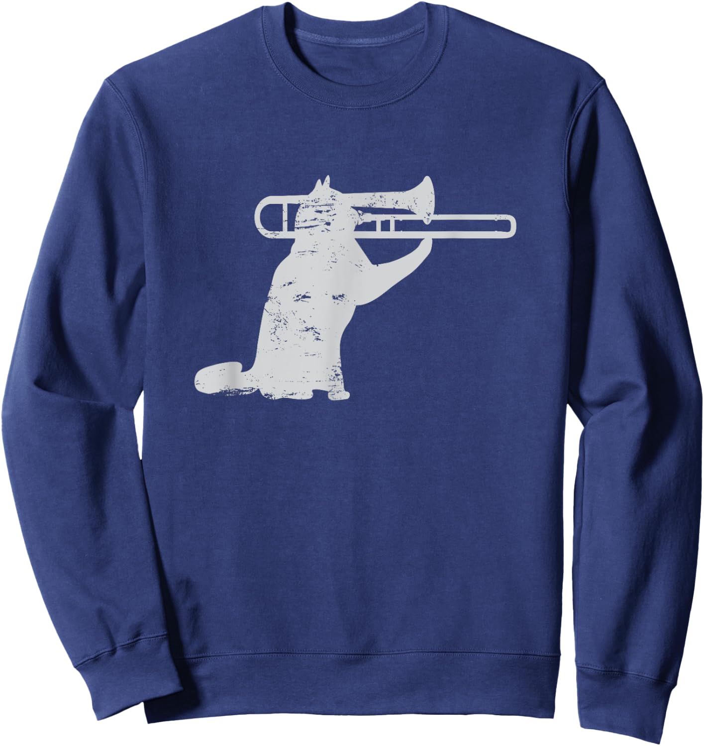 Jazz Cat Playing Trombone For Brass Players Sweatshirt - Sweatshirt | Navy