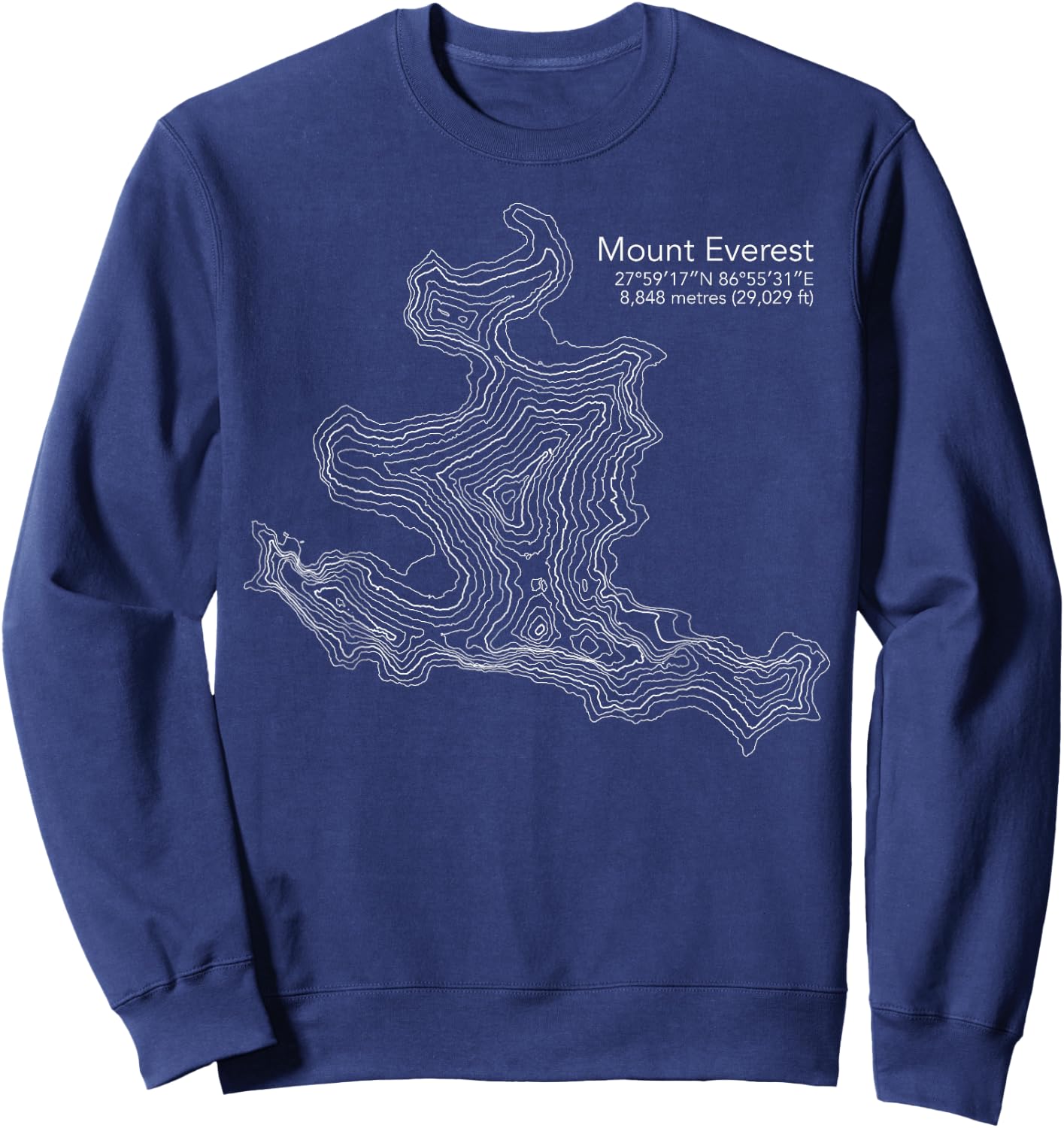Everest Topographic Map - Mount Everest Gift Sweatshirt - Sweatshirt | Navy