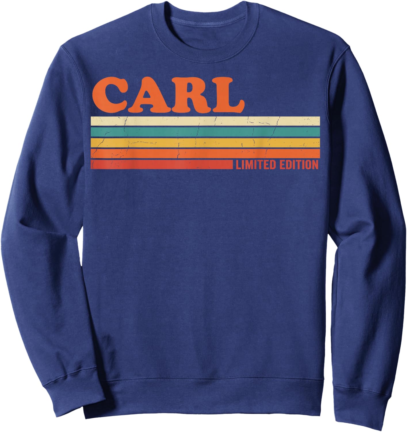 Carl Retro Personalized First Name Vintage Stripes Sweatshirt - Sweatshirt | Navy