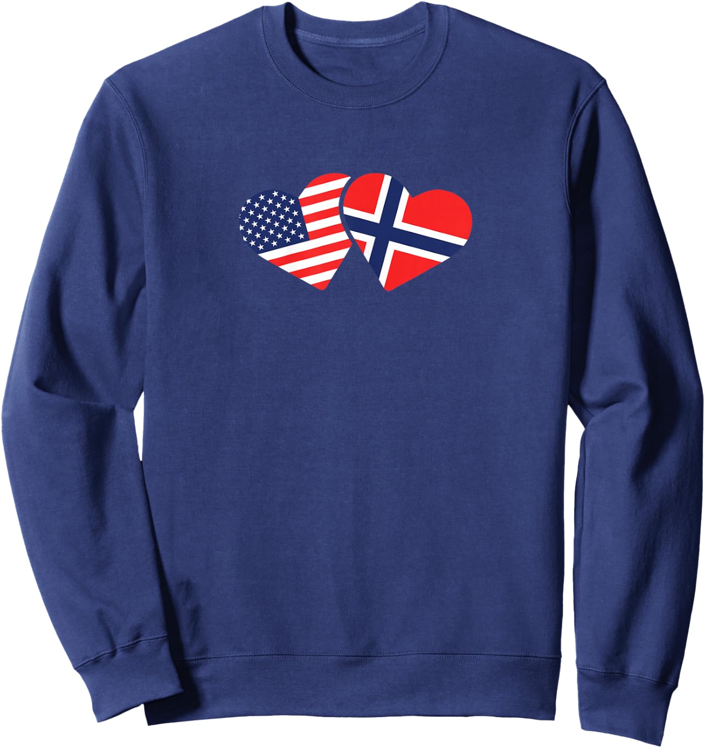 Norway USA Flag T Shirt Heart Norwegian American Love Sweatshirt - Sweatshirt | Navy