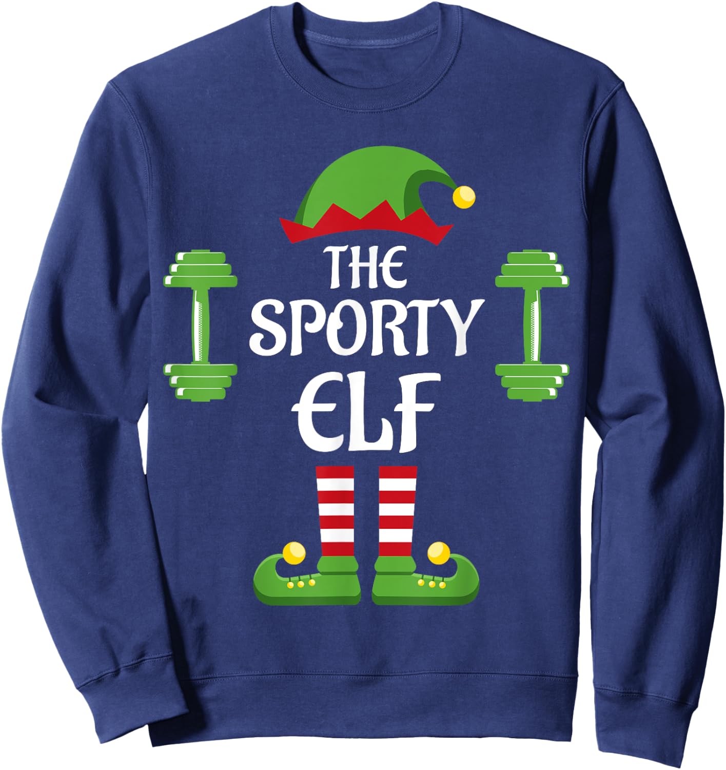 Sporty Elf Family Matching Group Christmas Sweatshirt - Sweatshirt | Navy