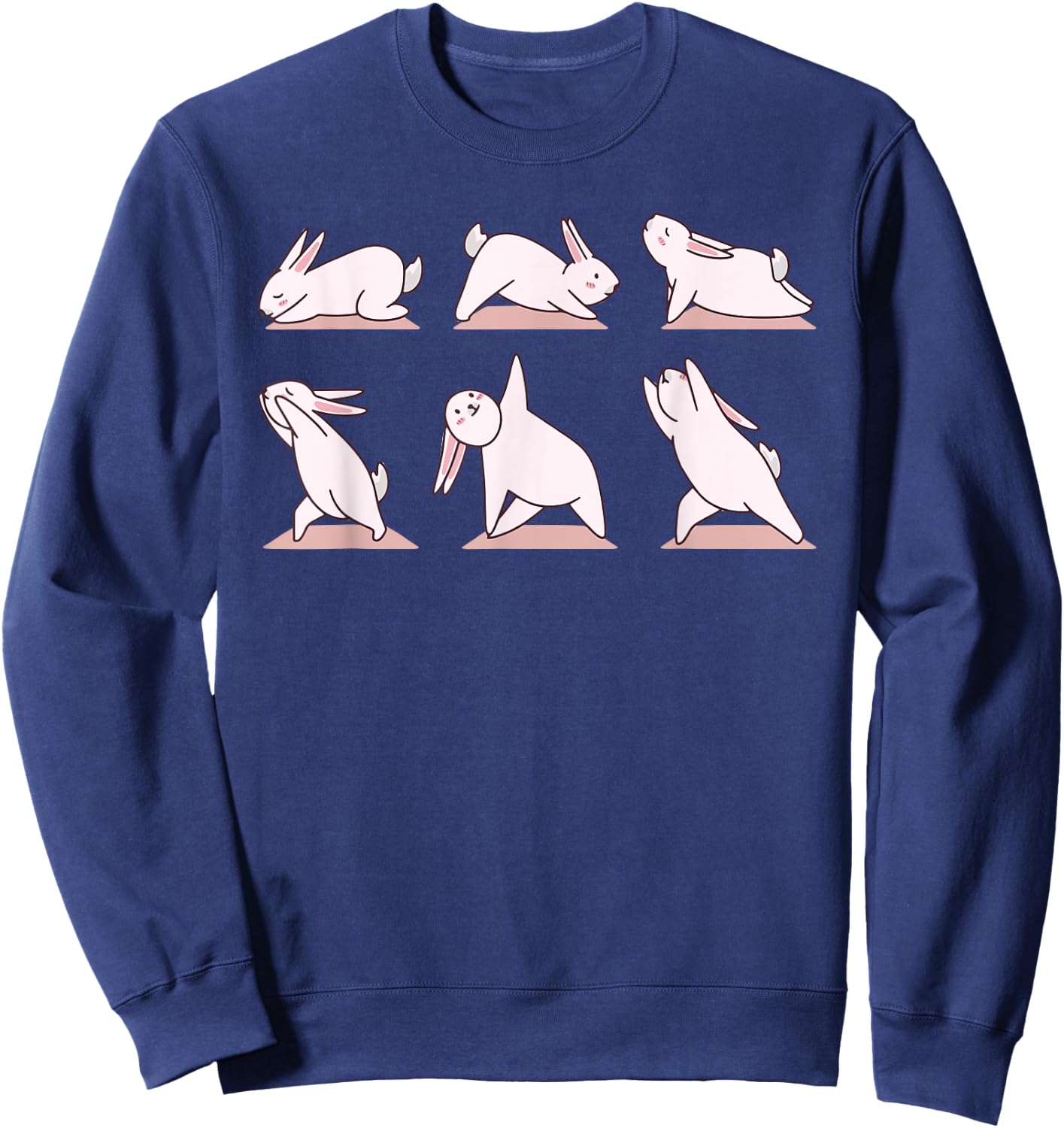 Cute Bunny Yoga Rabbit Poses and Meditation funny Sweatshirt - Sweatshirt | Navy