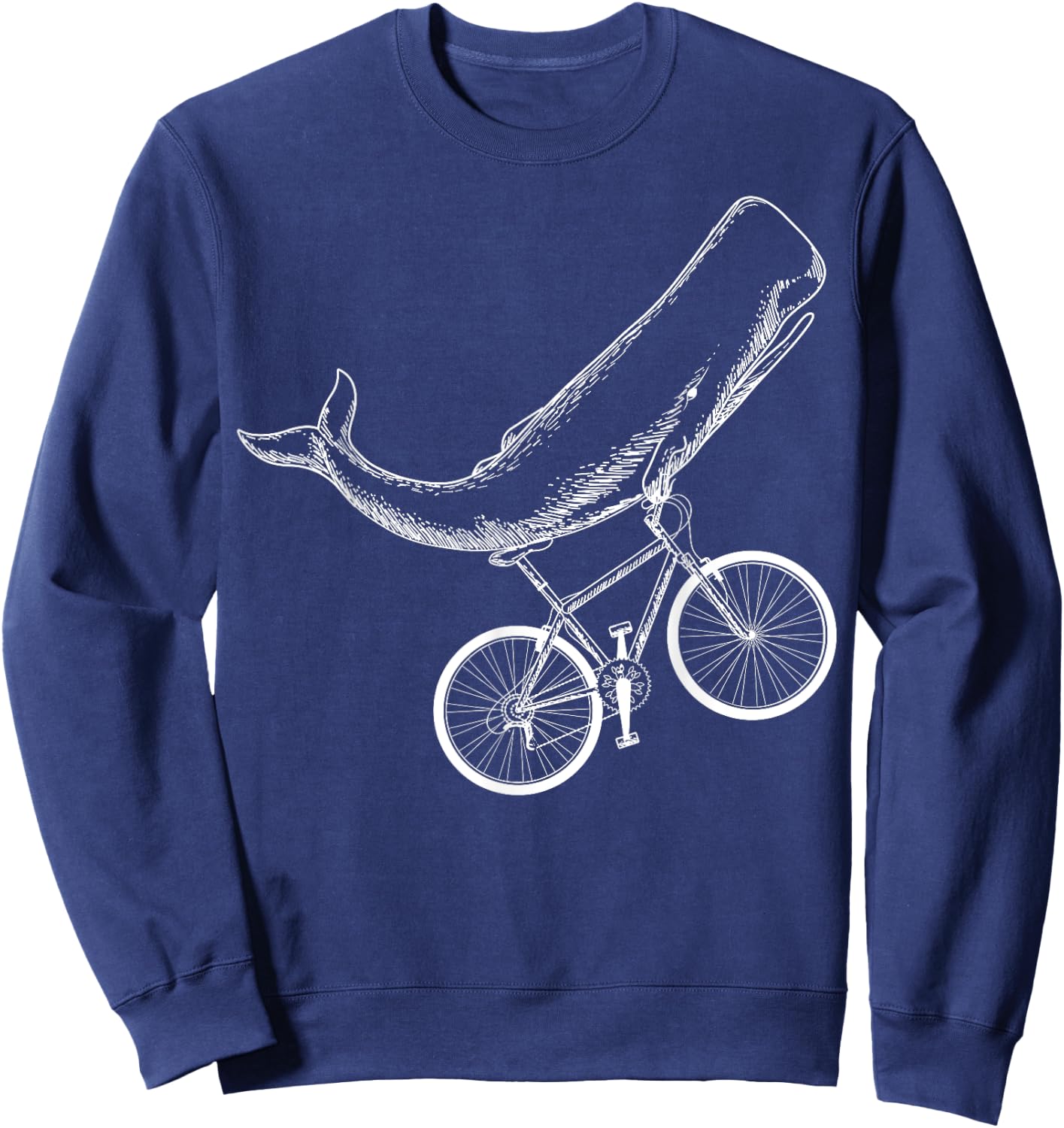 Whale Mountain Bike Biker Biking MTB Cyclist Bicycle Sweatshirt - Sweatshirt | Navy