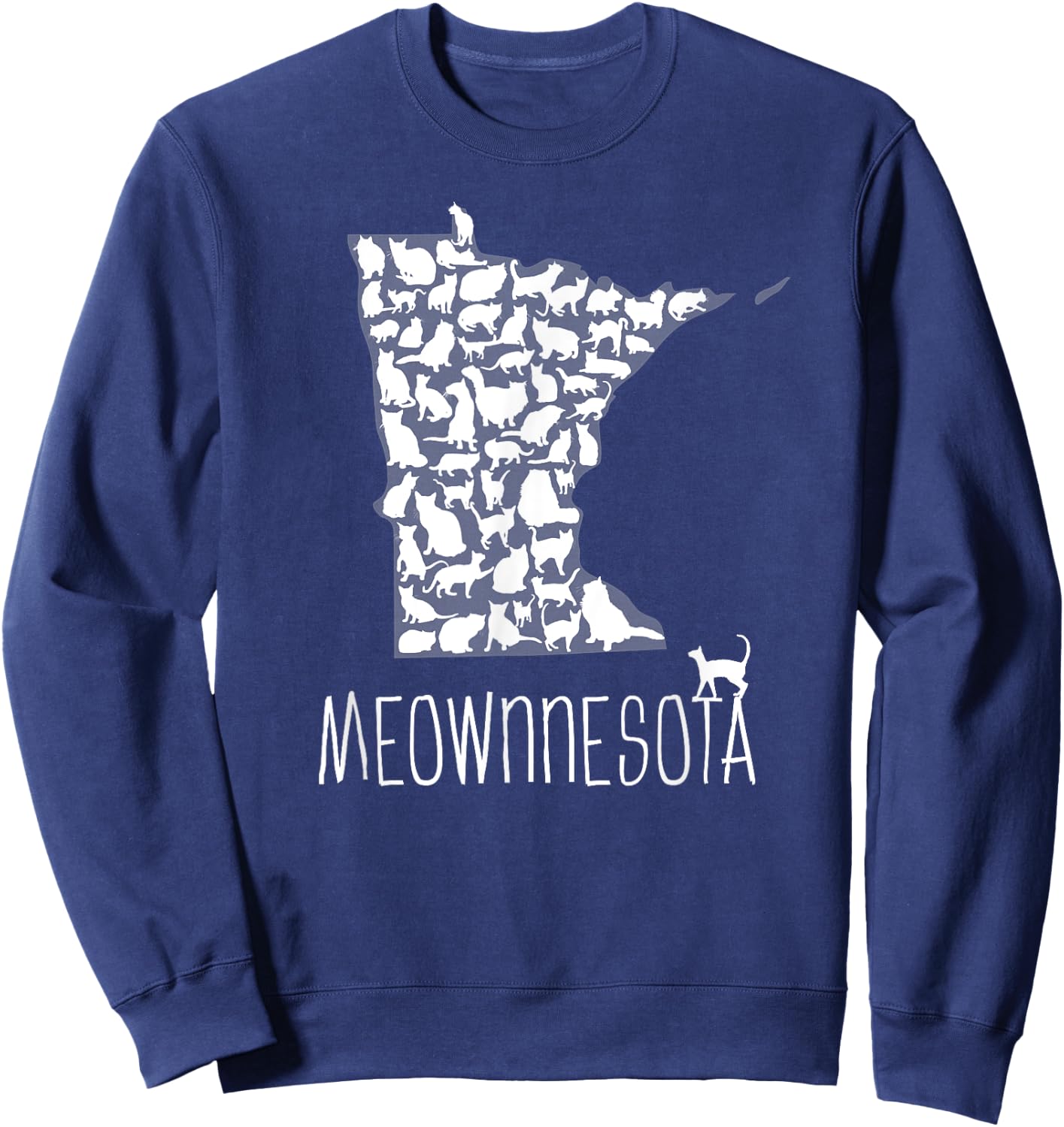 Proud Minnesota Cat Owner Cute Meownnesota State Outline Women Kids Sweatshirt - Sweatshirt | Navy