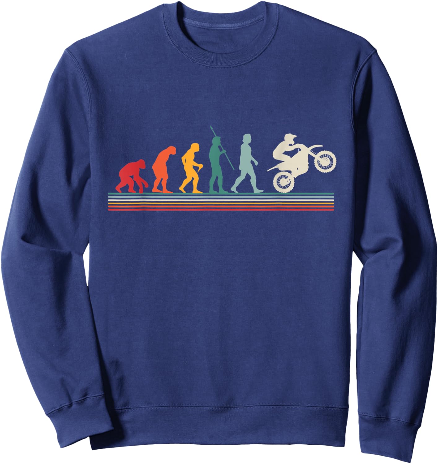 Funny Motorcycle Evolution Biker Retro Sweatshirt - Sweatshirt | Navy