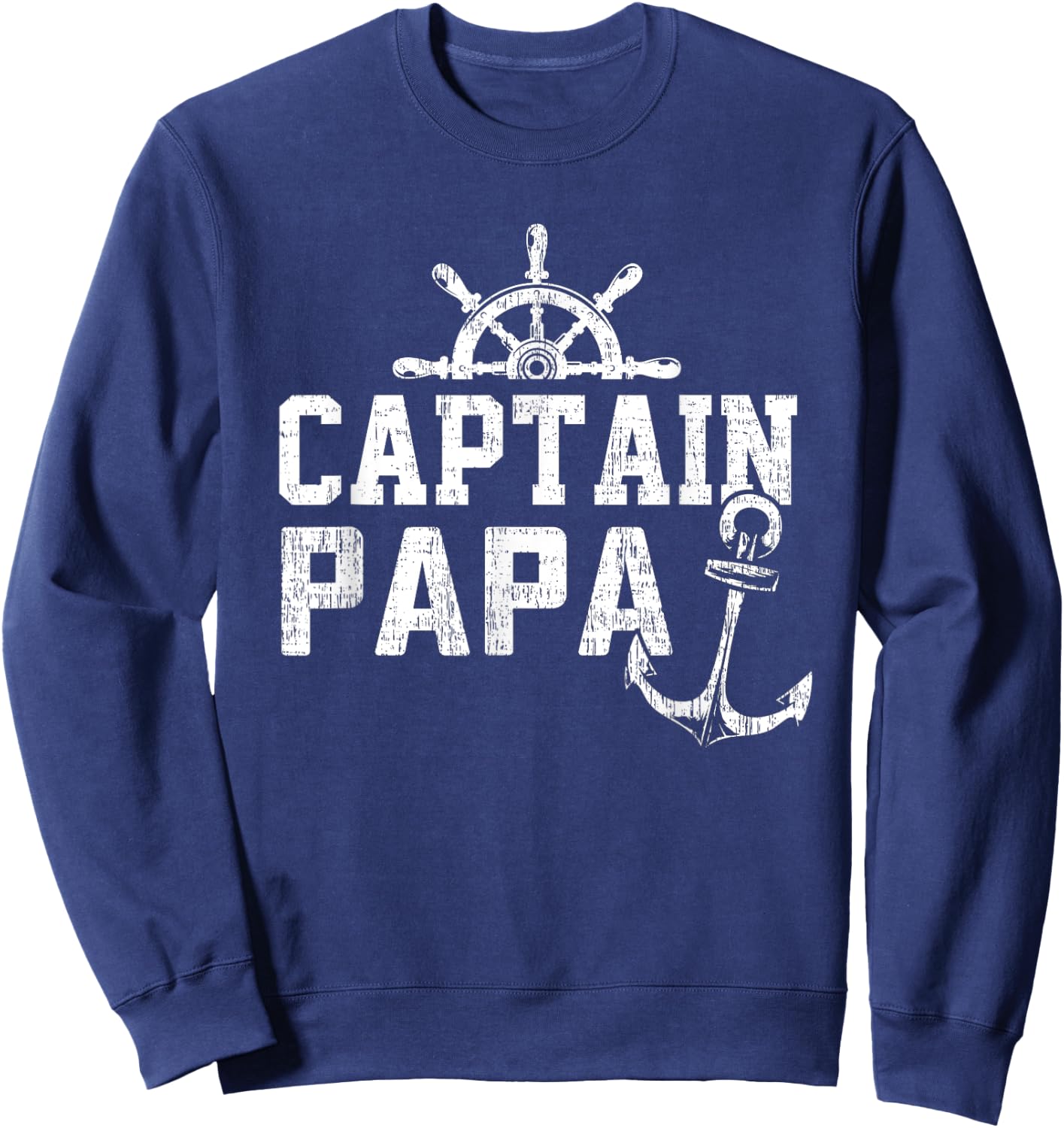 Captain Papa Pontoon Boating Fishing Lake Sailing Family Sweatshirt - Sweatshirt | Navy