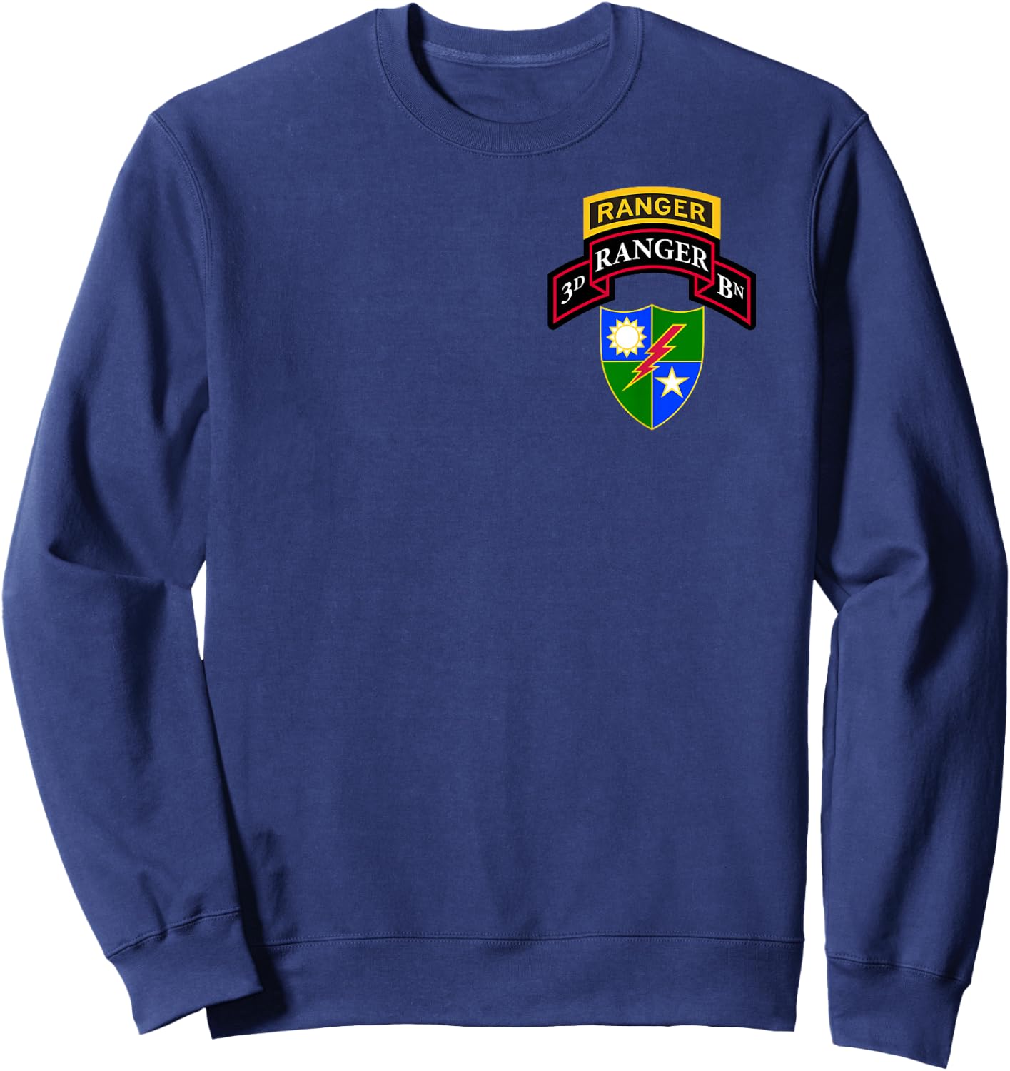 Army Ranger Shirt - 3rd Ranger Shirt - Scroll, Tab, and DUI Sweatshirt - Sweatshirt | Navy