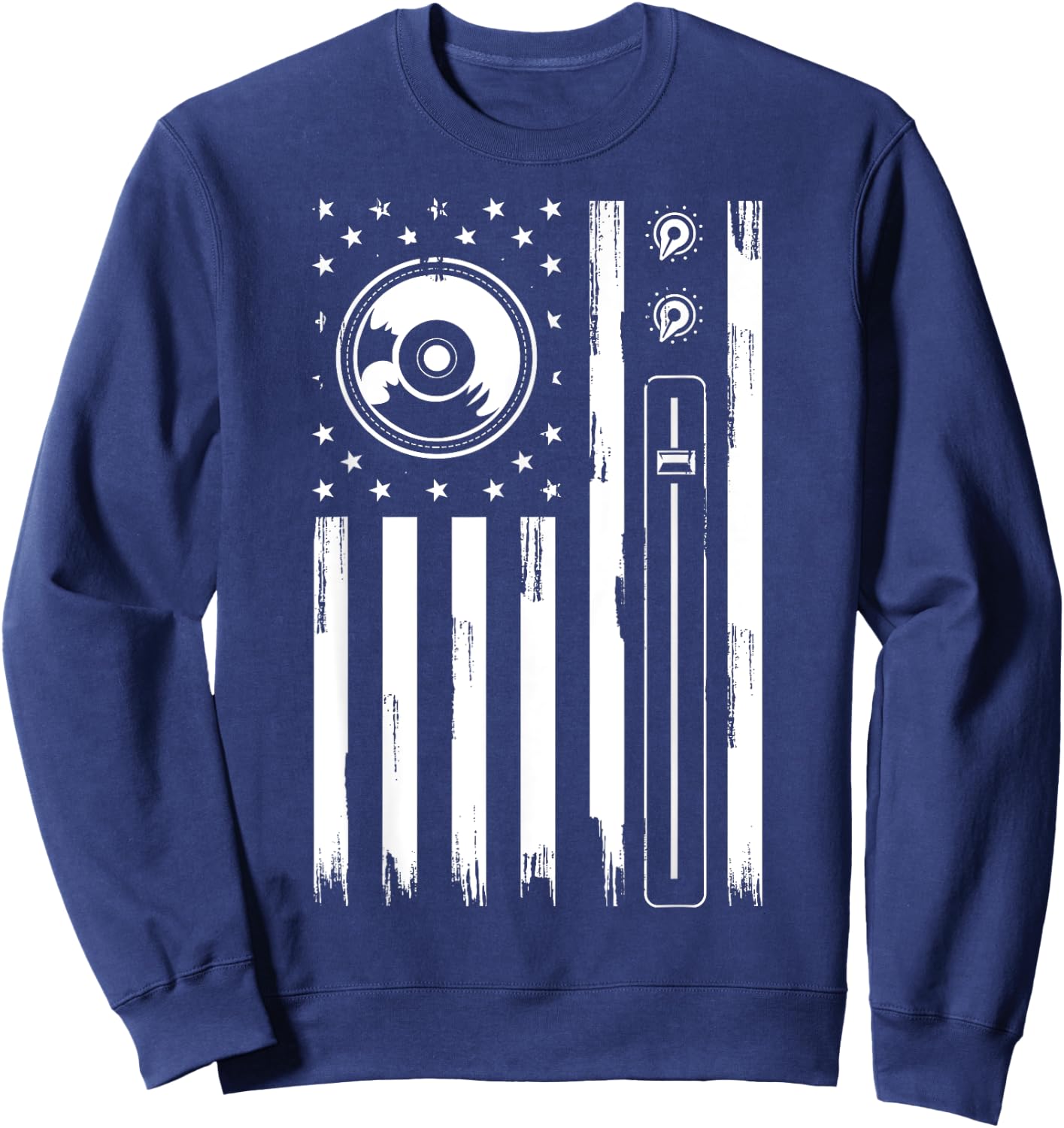 Cool Music Producer Women American Flag Patriotic DJ Sweatshirt - Sweatshirt | Navy