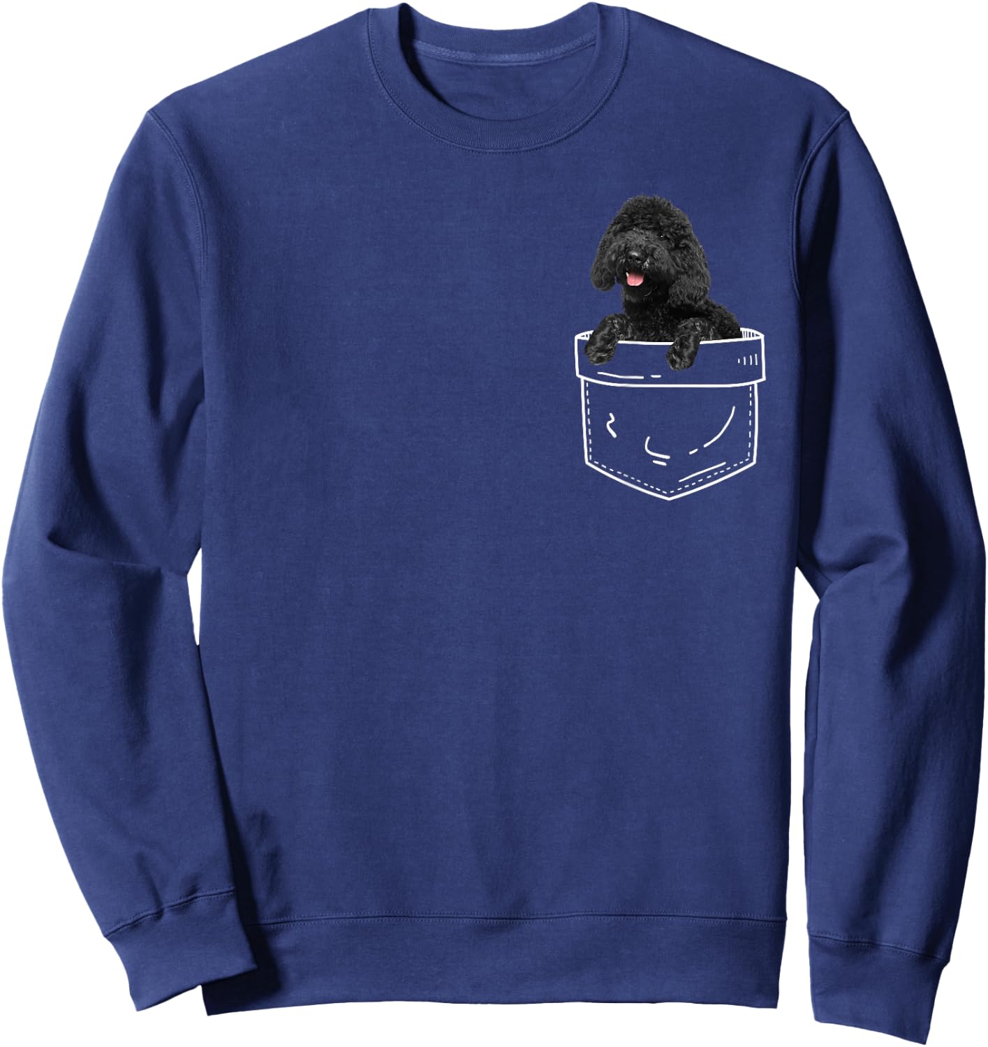 Black Labradoodle In Pocket - Labradoodle Dog Lover Sweatshirt - Sweatshirt | Navy