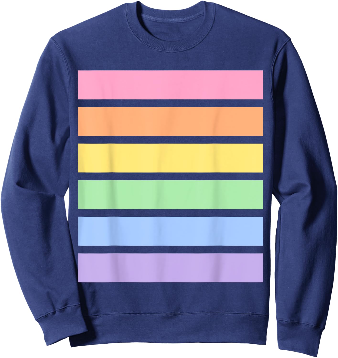 MeadowHeart Rainbow Pastel Striped Sweatshirt - Sweatshirt | Navy