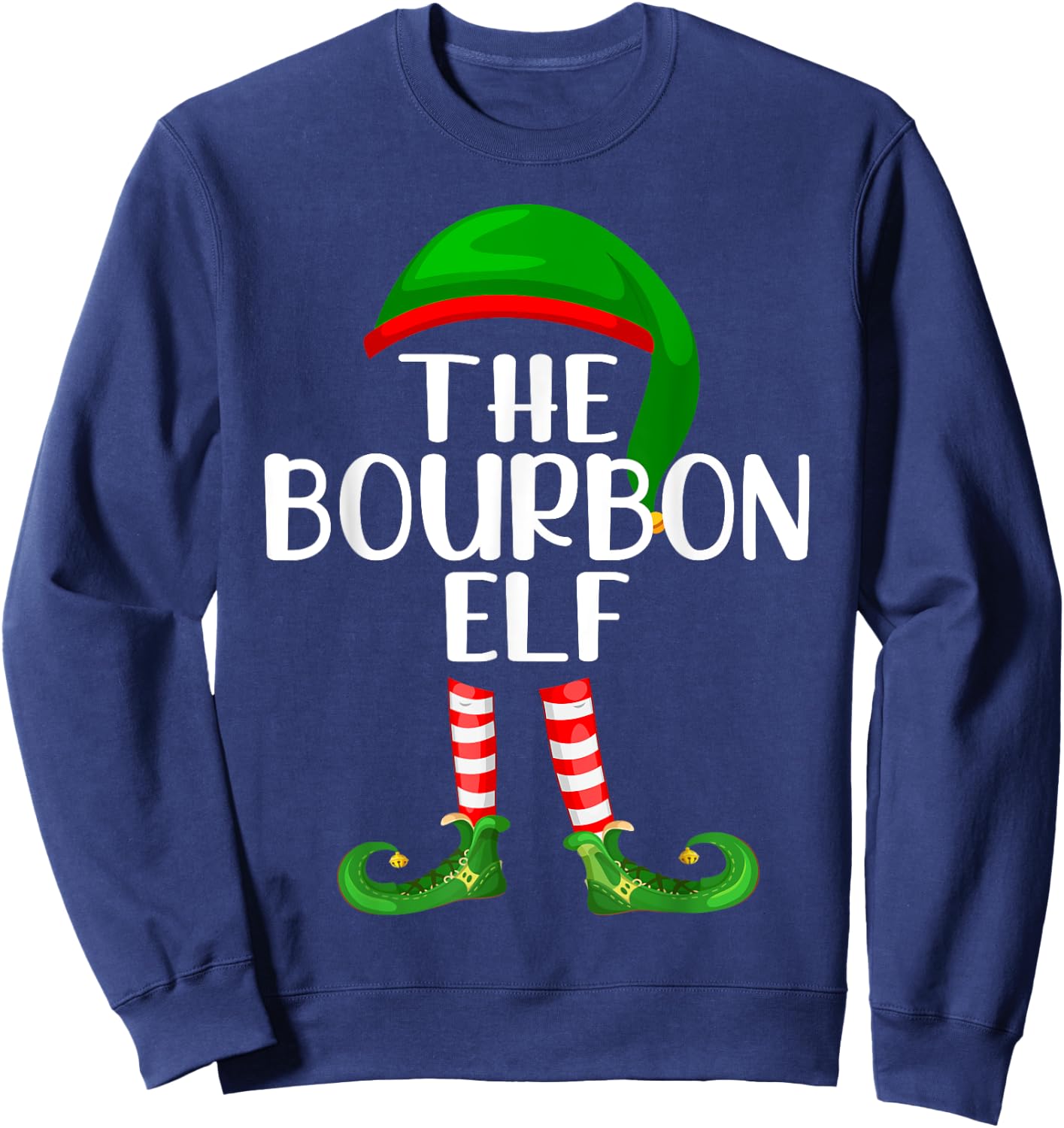 Funny The Bourbon Elf Matching Family Christmas Sweatshirt - Sweatshirt | Navy
