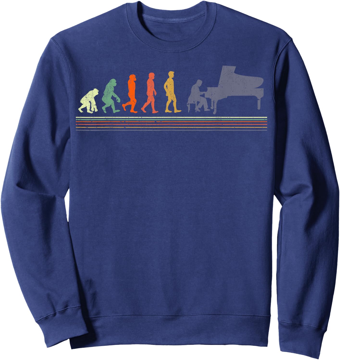 Evolution Of A Piano Player- Pianist Sweatshirt - Sweatshirt | Navy