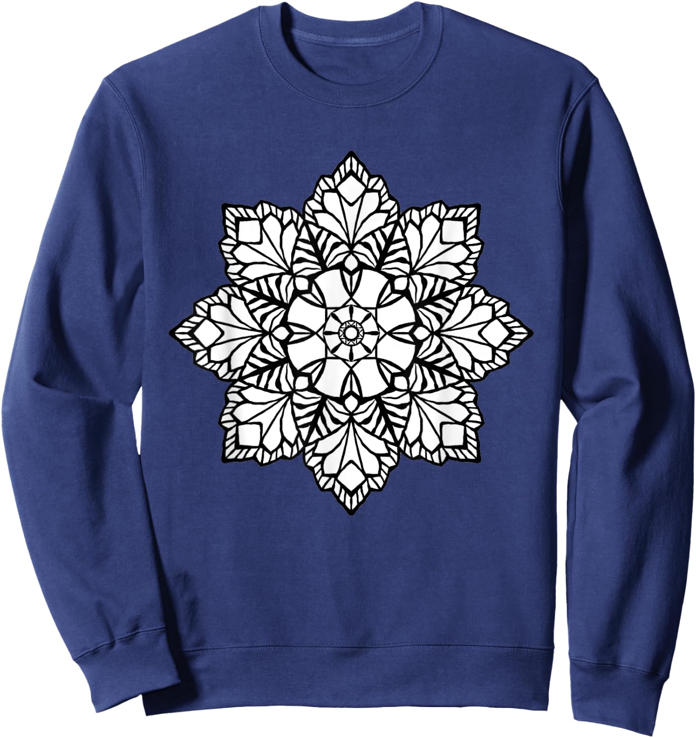 Flower Mandala, Wood Carving Colorable gift Sweatshirt - Sweatshirt | Navy